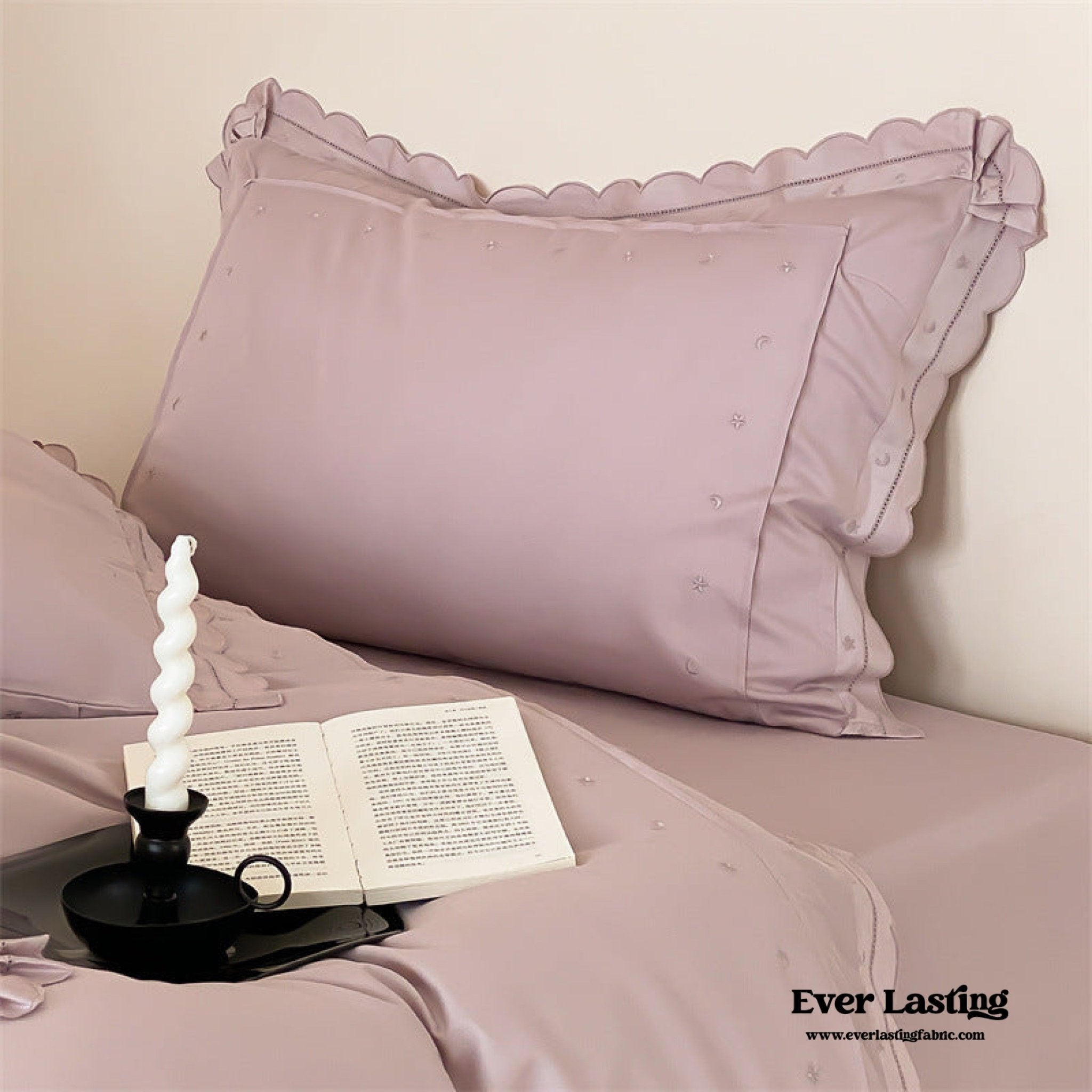 Star Gaze Short Cake Ruffle Bedding Set / White - Ever Lasting