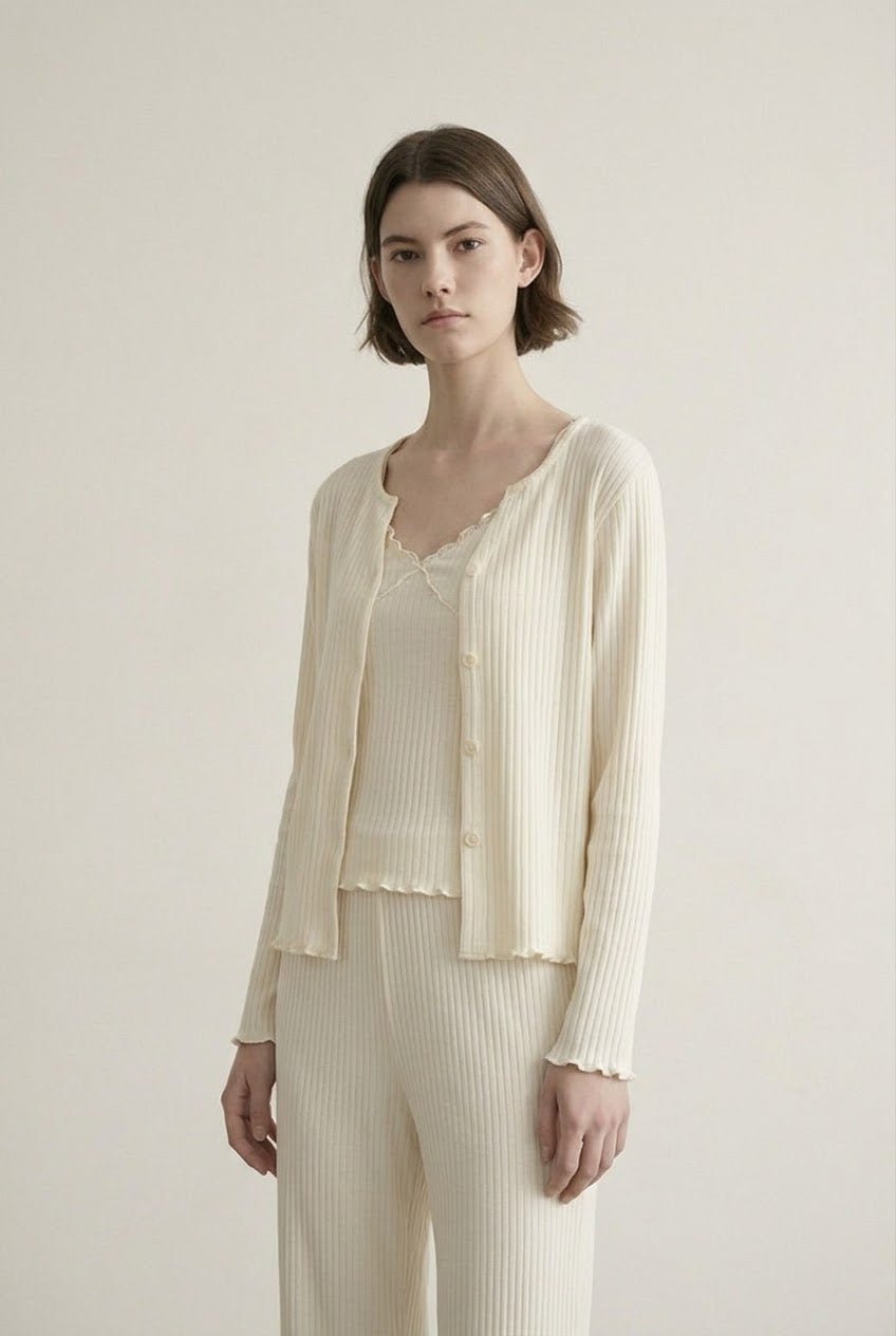 -Ever Lasting - Stardust Long-Sleeve Top Pajama Set / Beige -Pajamas -Ever Lasting