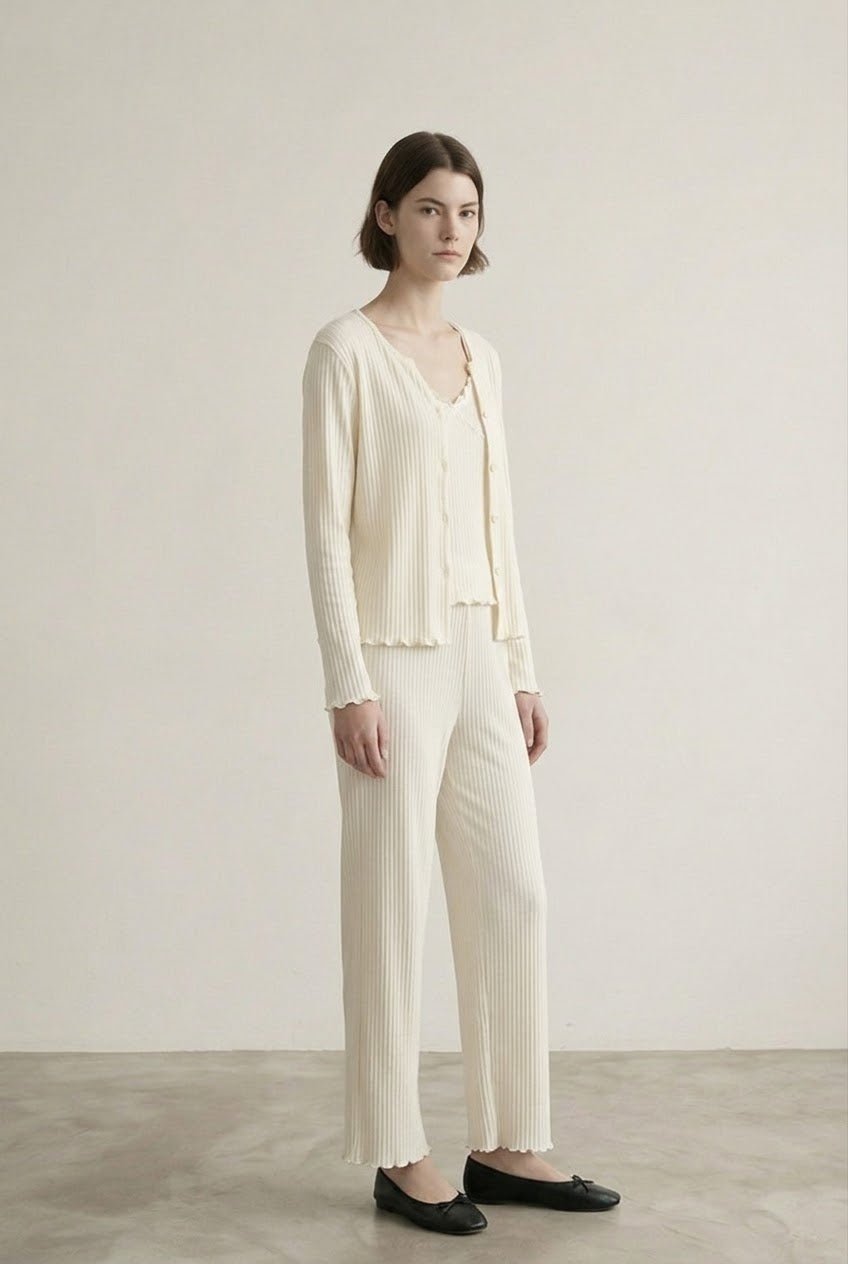 -Ever Lasting - Stardust Long-Sleeve Top Pajama Set / Beige -Pajamas -Ever Lasting