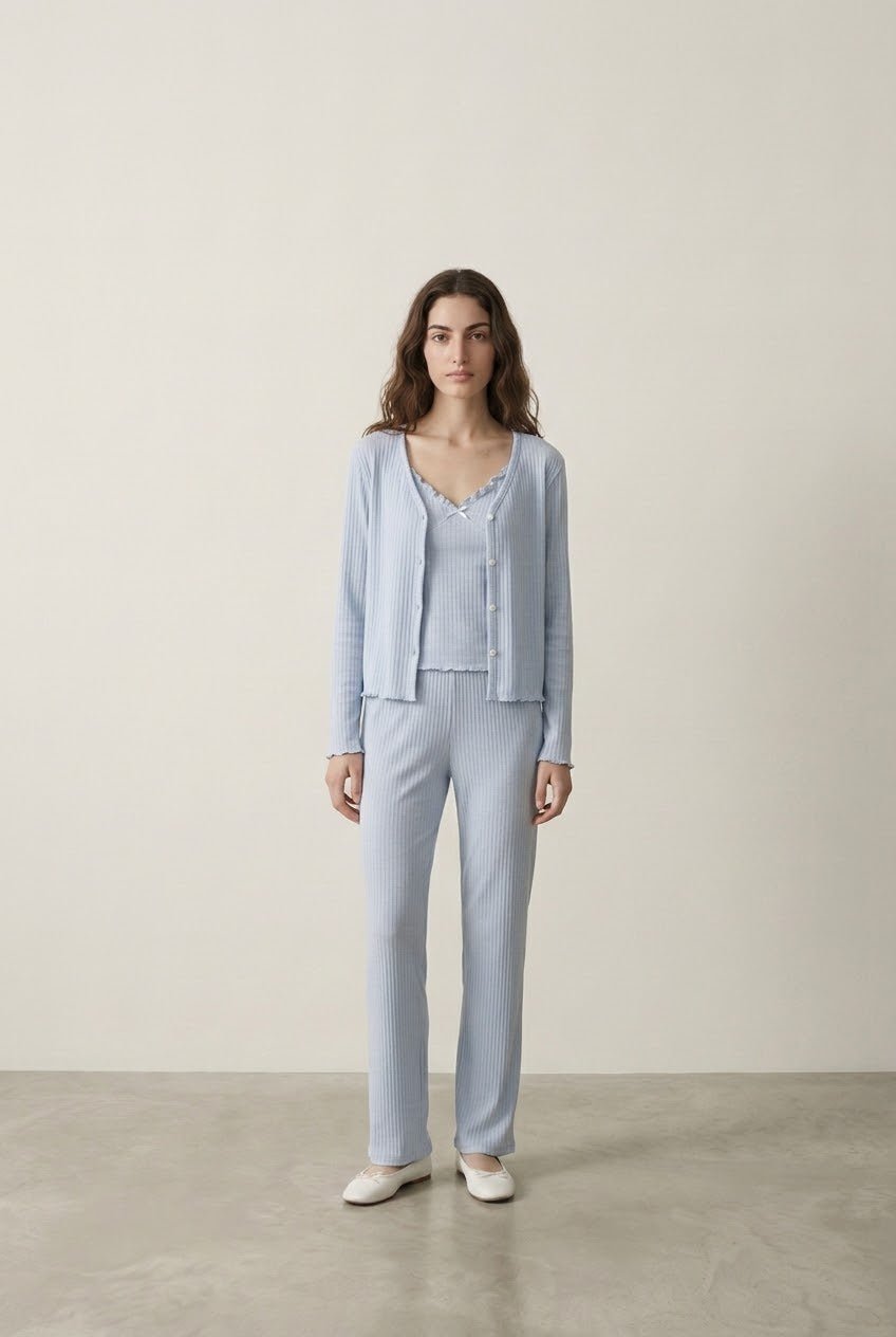 -Ever Lasting - Stardust Long-Sleeve Top Pajama Set / Blue -Pajamas -Ever Lasting