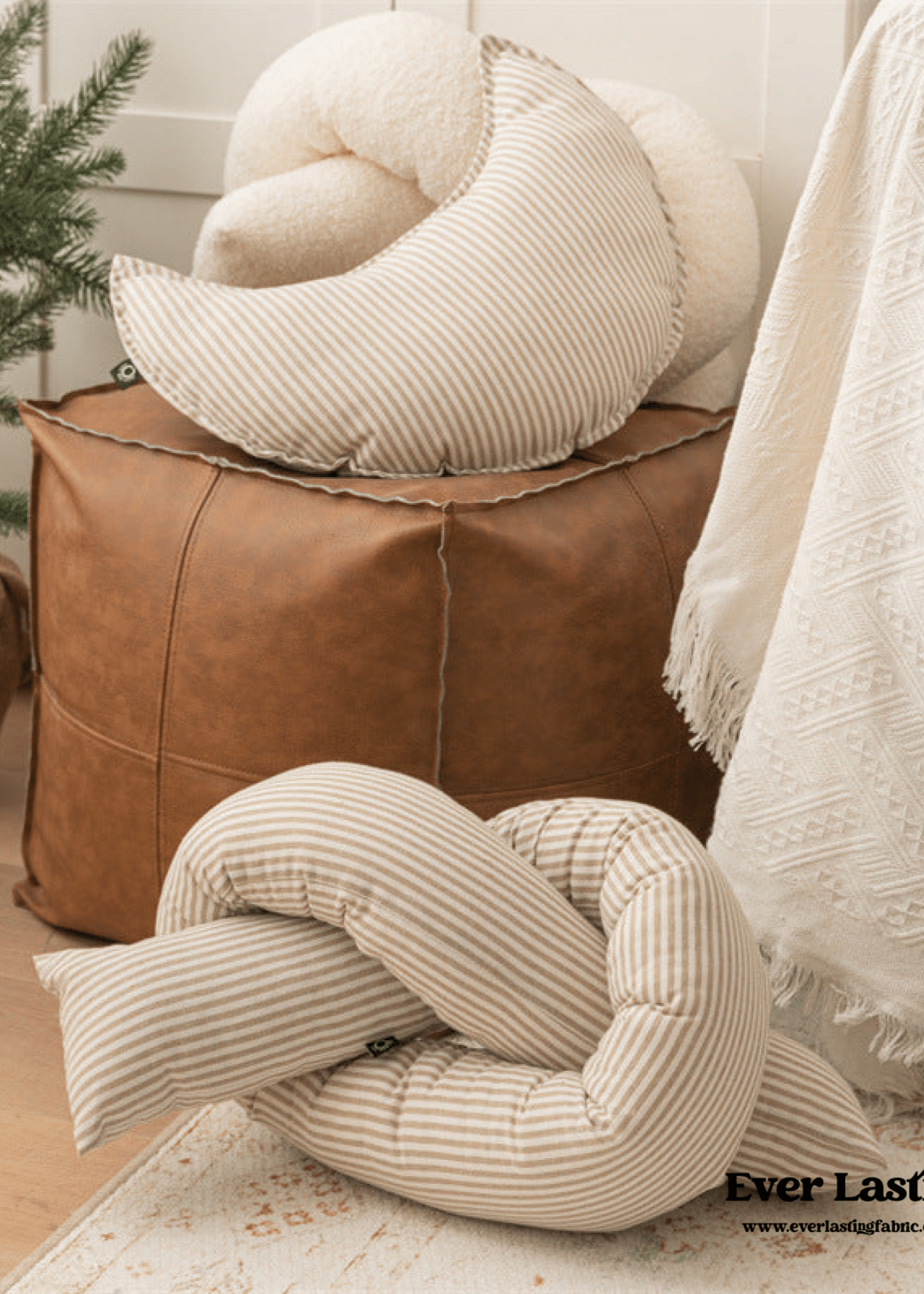 Starry Night Beige Stripe Pillow Set / Twist - Ever Lasting