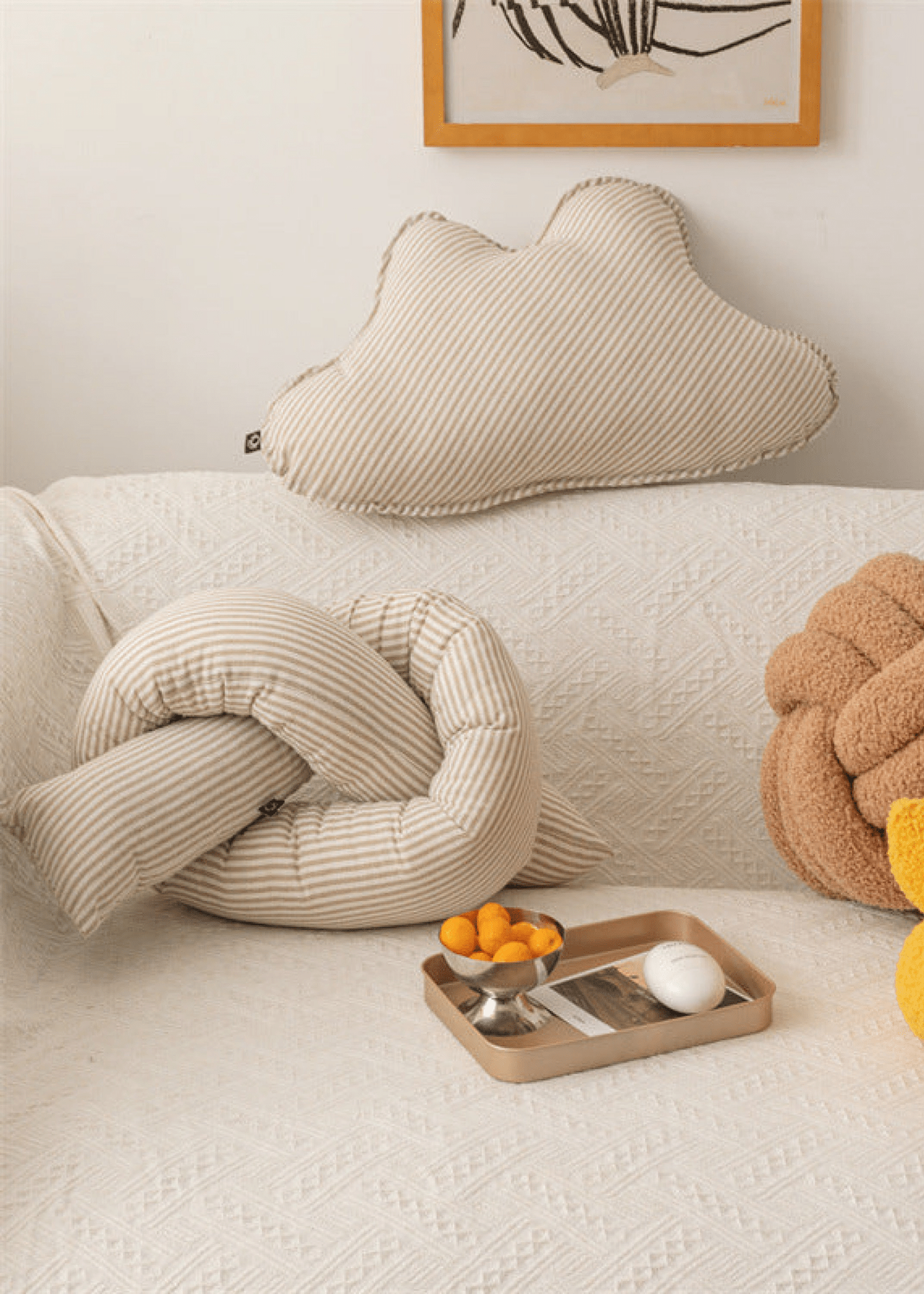 Starry Night Beige Stripe Pillow Set / Twist - Ever Lasting