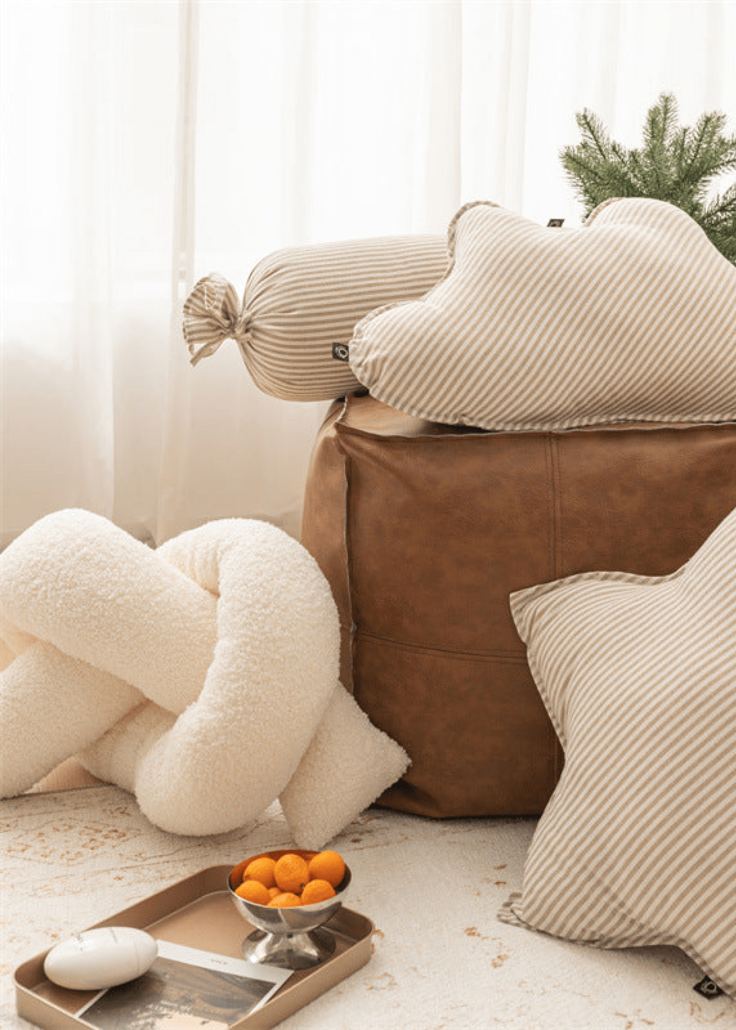 Starry Night Beige Stripe Pillow Set / Twist - Ever Lasting