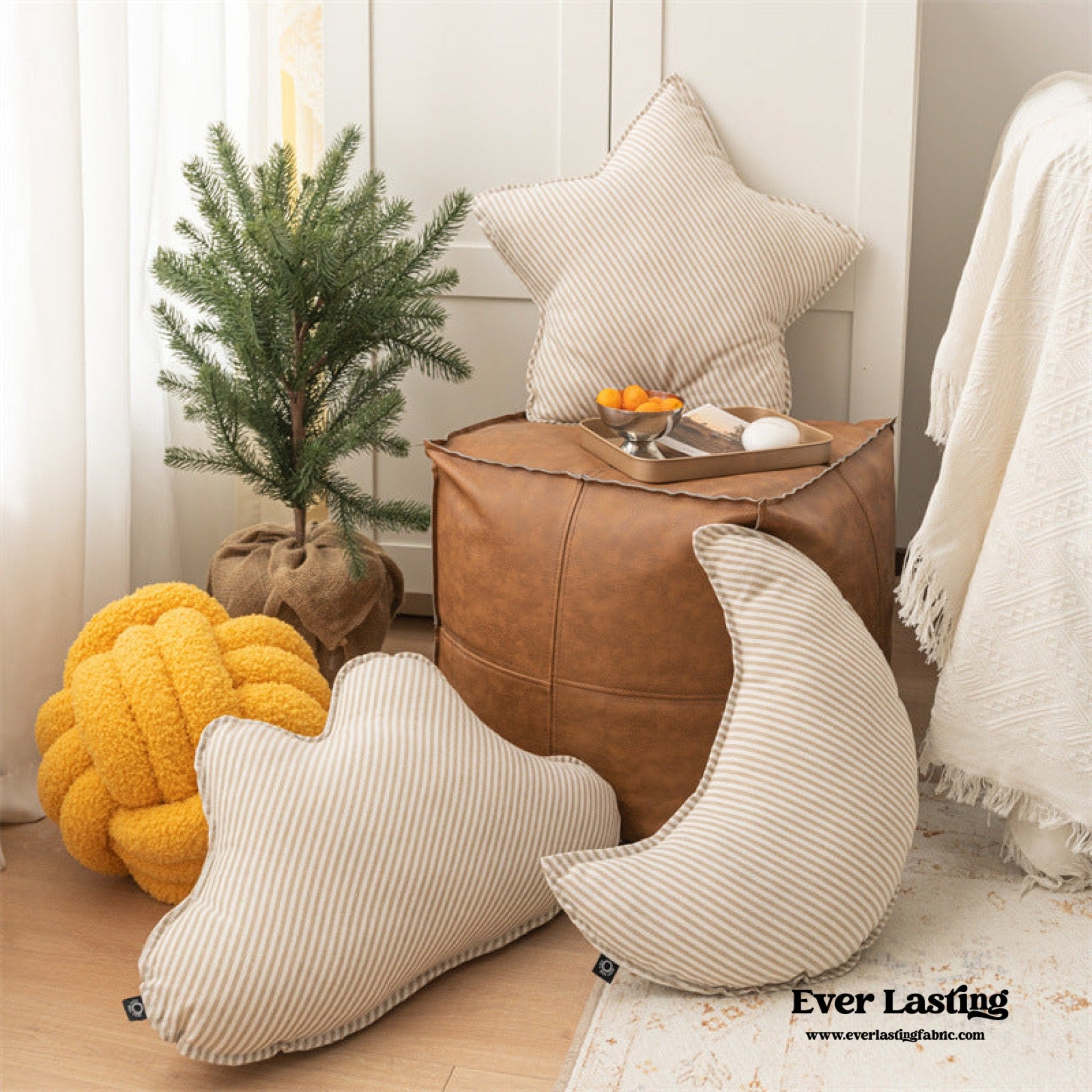 Starry Night Beige Stripe Pillow Set / Twist - Ever Lasting