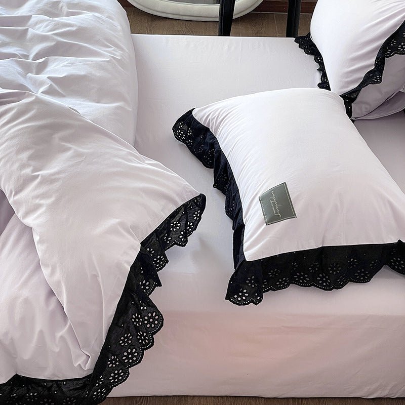 - Ever Lasting - Strawberry Black Lace Ruffle Bedding Bundle - Bedding Bundle - Ever Lasting