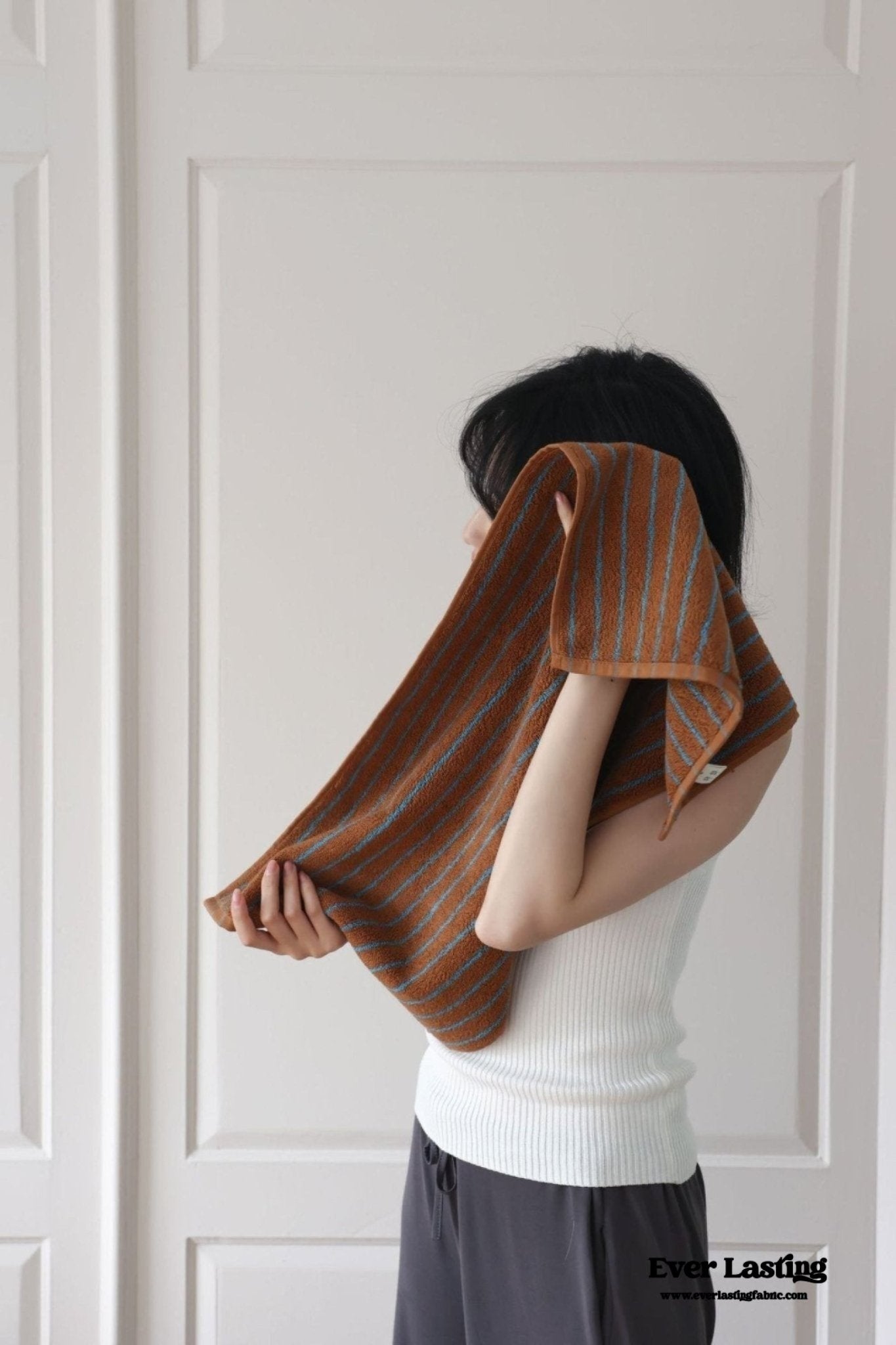 Striped Cotton Towel / Brown - Ever Lasting