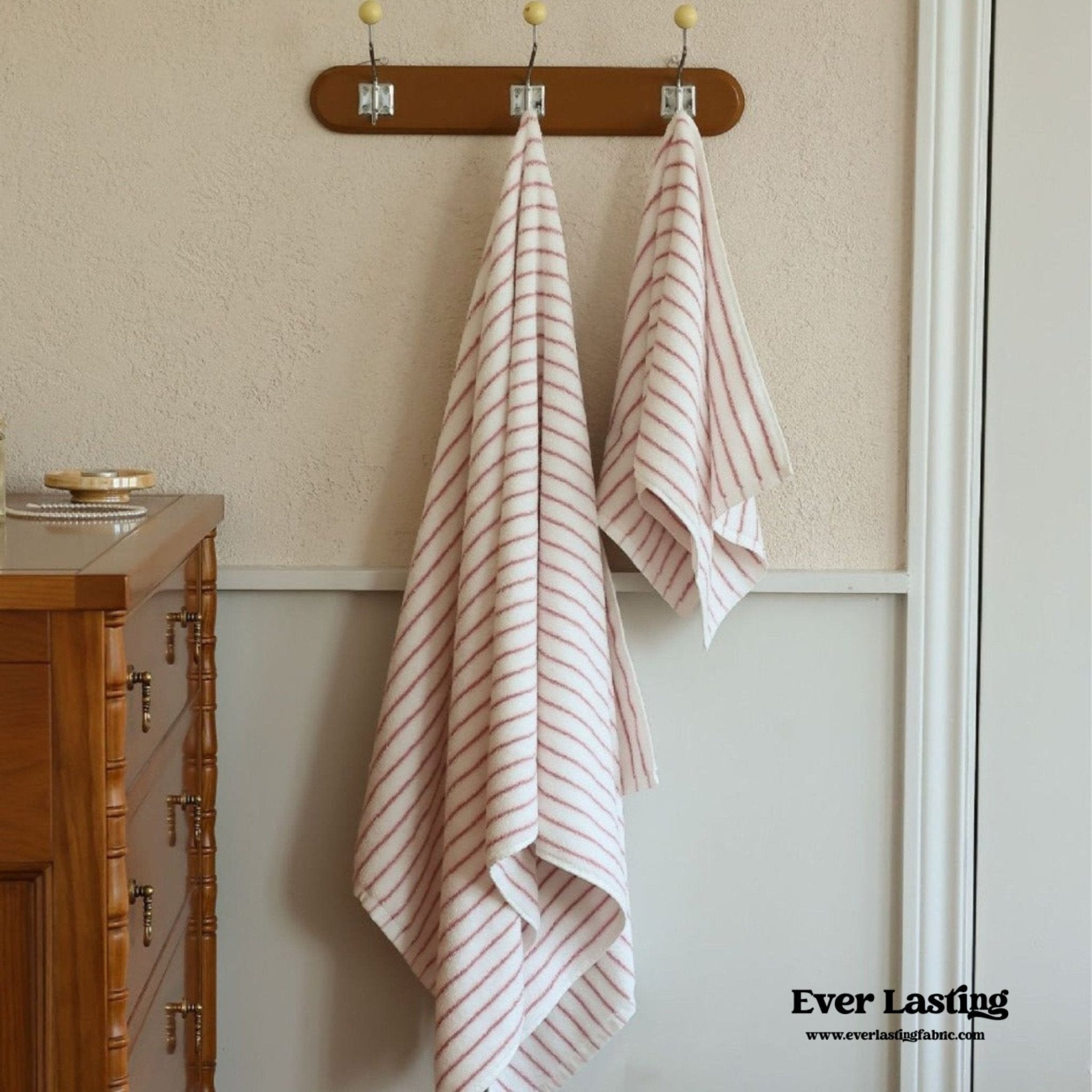 Striped Cotton Towel / Pink - Ever Lasting