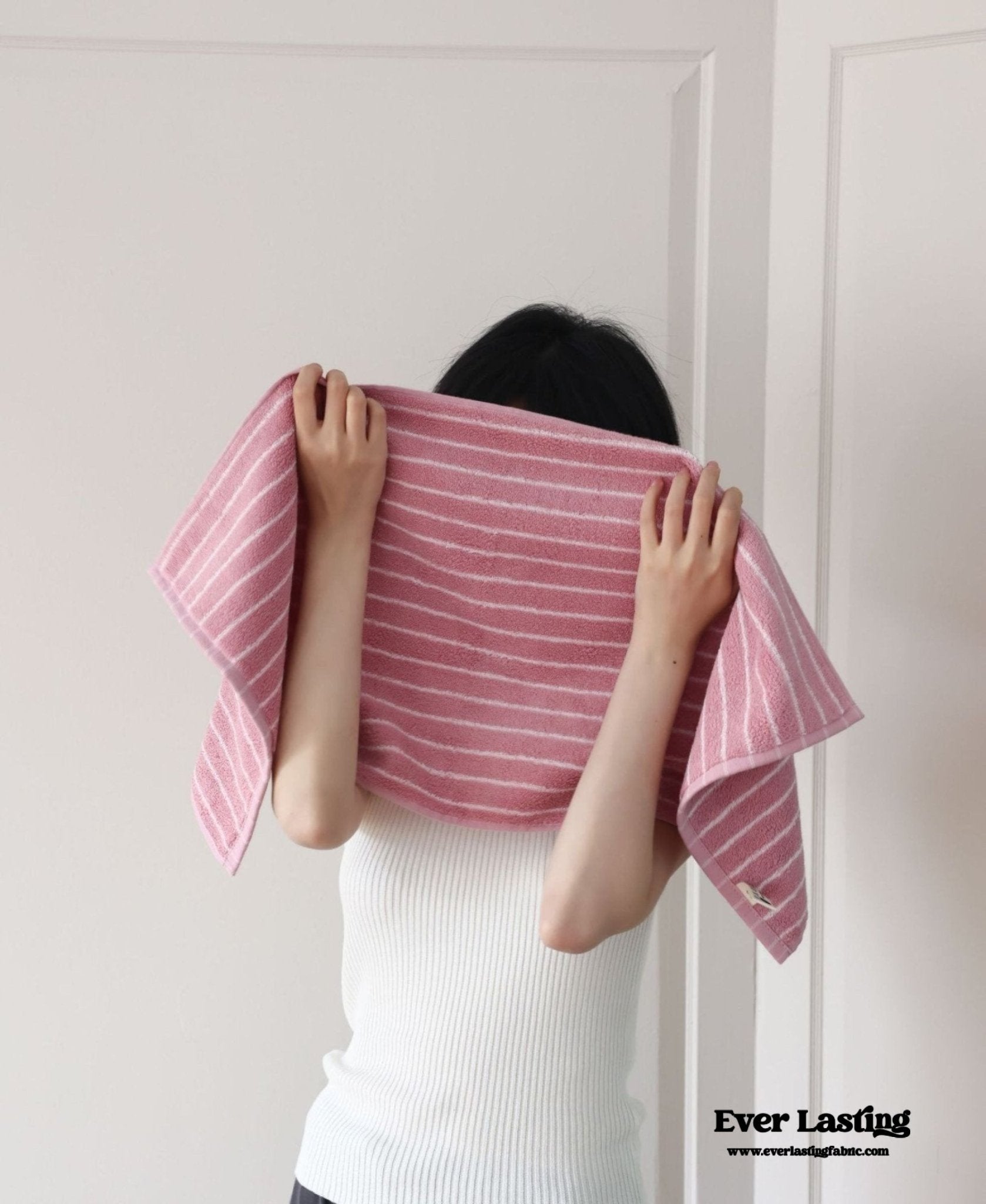 Striped Cotton Towel / Pink - Ever Lasting