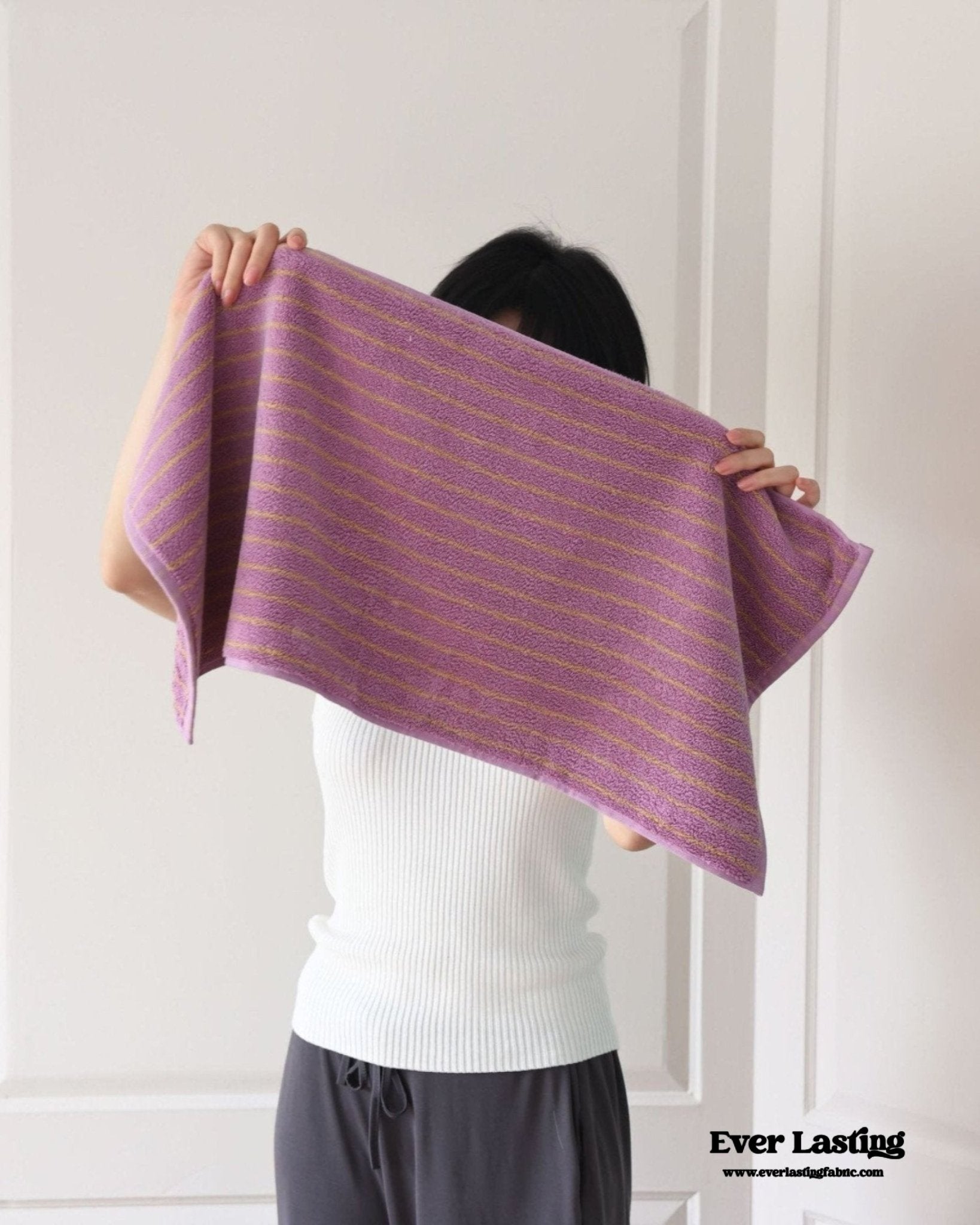 Striped Cotton Towel / Pink - Ever Lasting