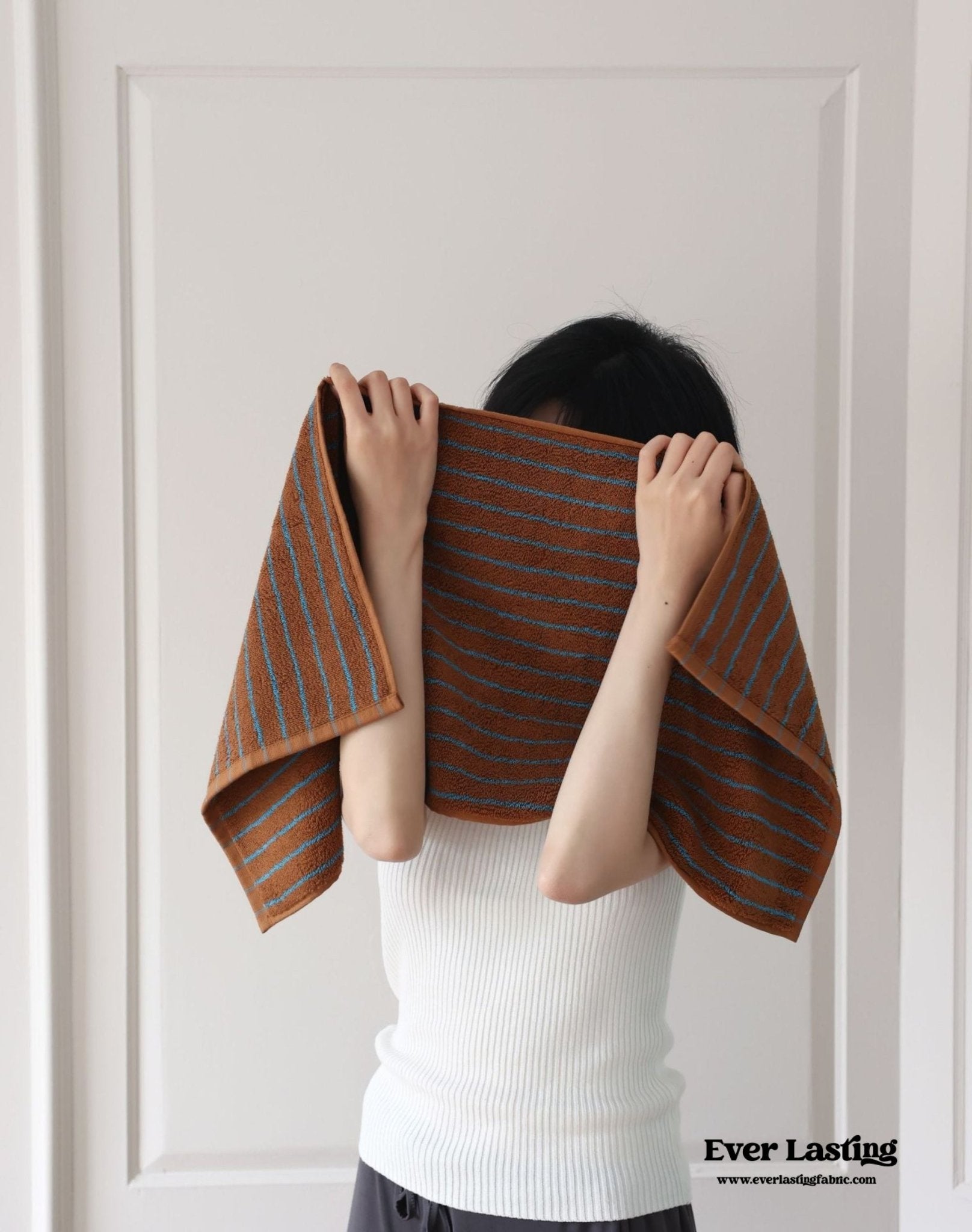 Striped Cotton Towel / White - Ever Lasting