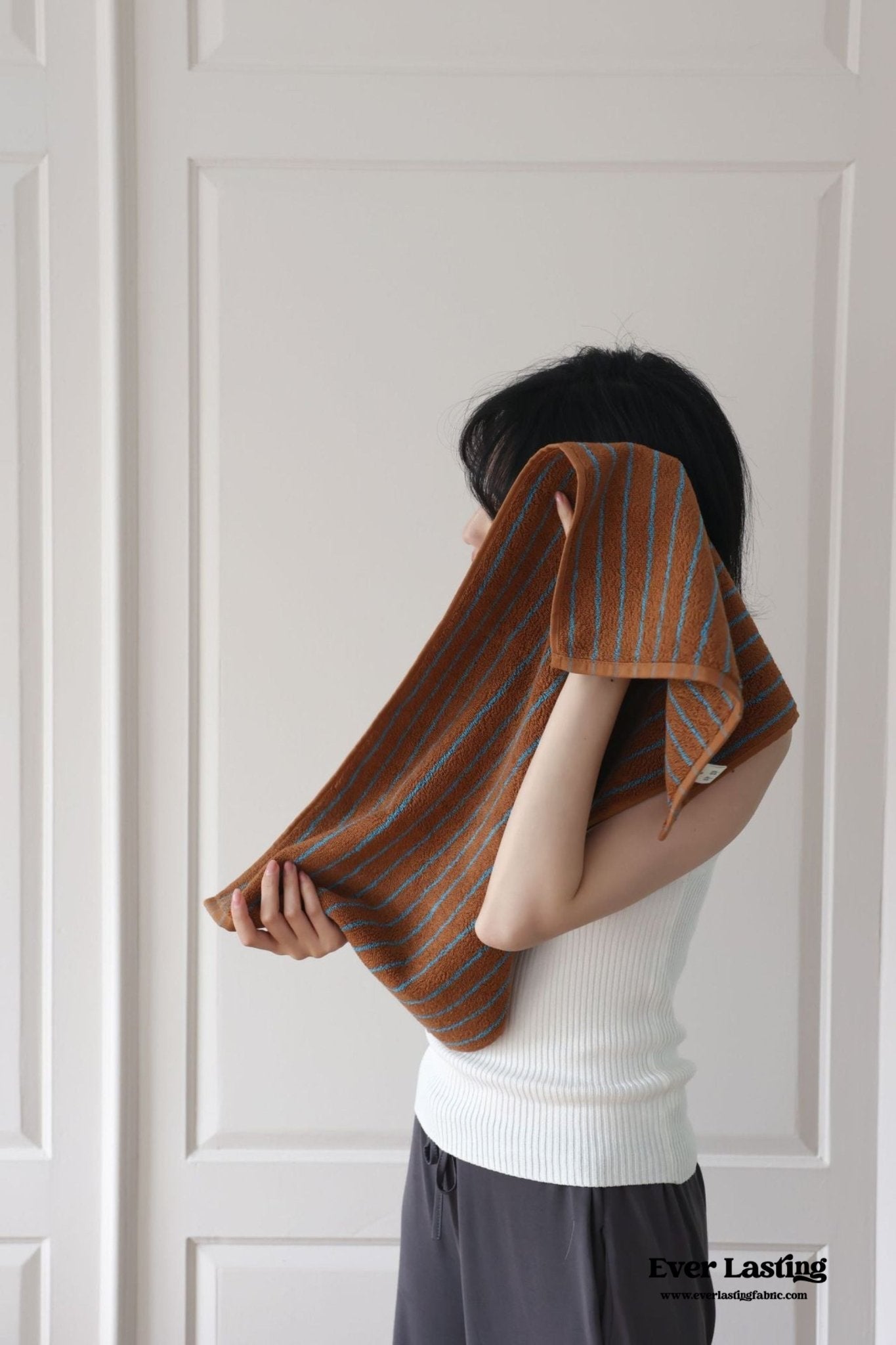 Striped Cotton Towel / White - Ever Lasting