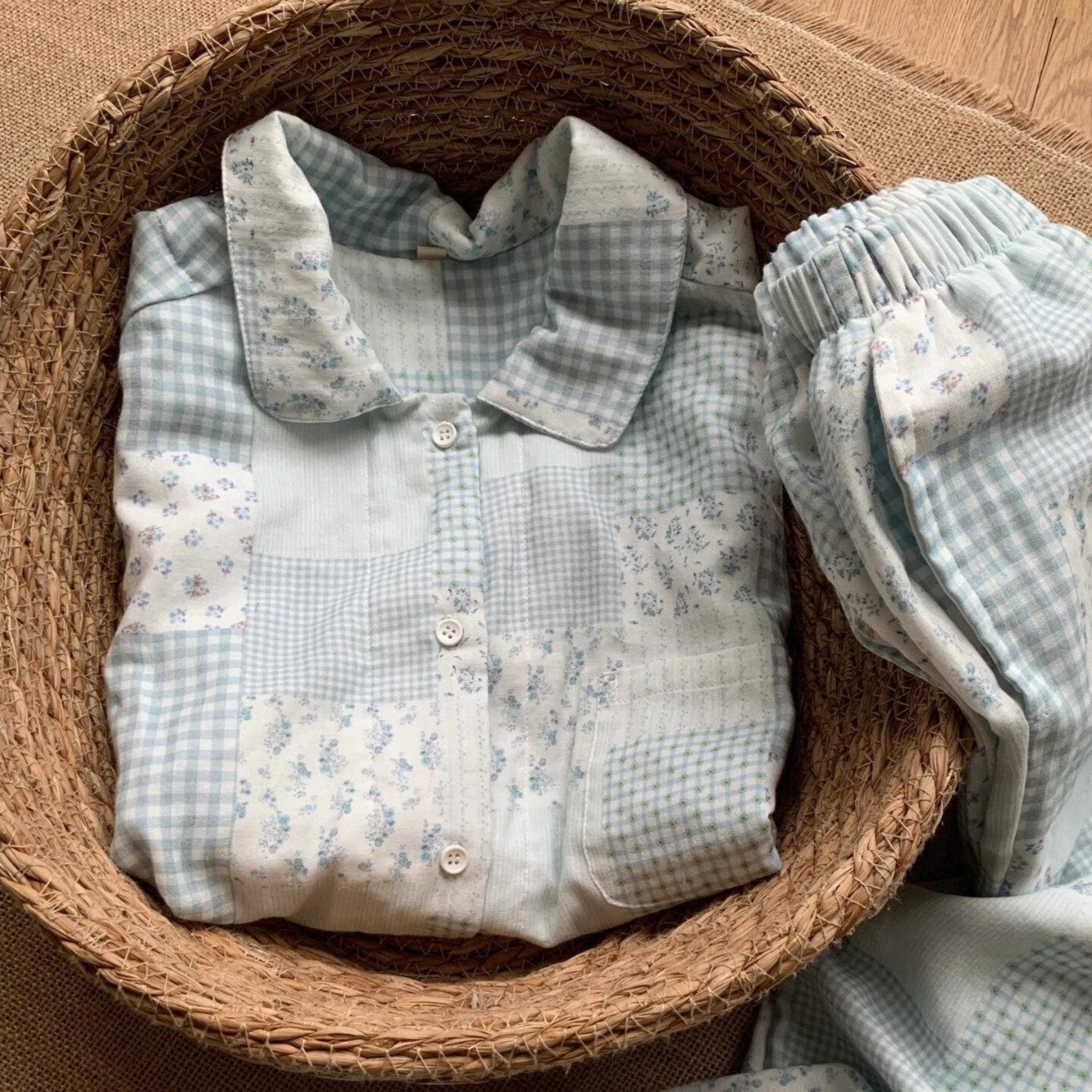 Sweet Blue Floral Long Sleeves and Pants Pajama Set - Ever Lasting