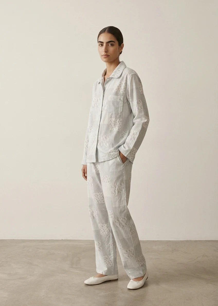 - Ever Lasting - Sweet Blue Floral Long Sleeves and Pants Pajama Set - Pajama Set - Ever Lasting
