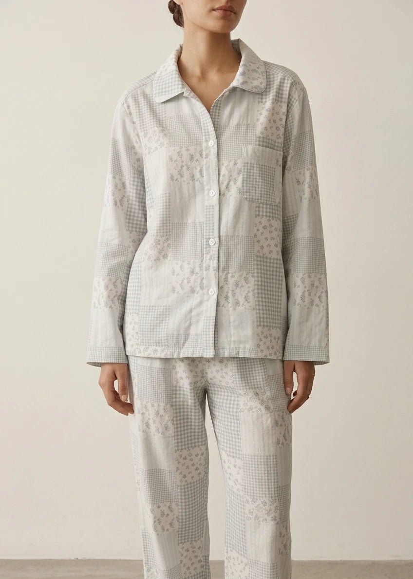 - Ever Lasting - Sweet Blue Floral Long Sleeves and Pants Pajama Set - Pajama Set - Ever Lasting