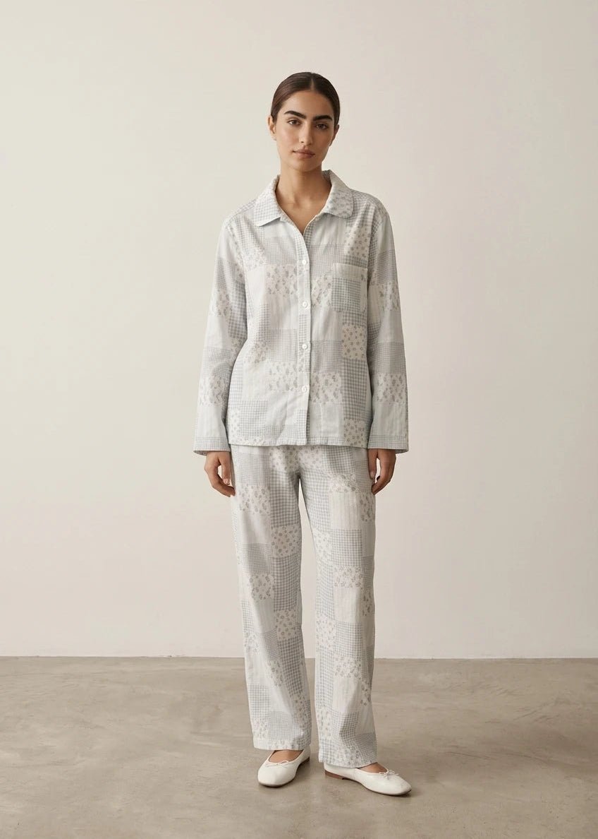 - Ever Lasting - Sweet Blue Floral Long Sleeves and Pants Pajama Set - Pajama Set - Ever Lasting