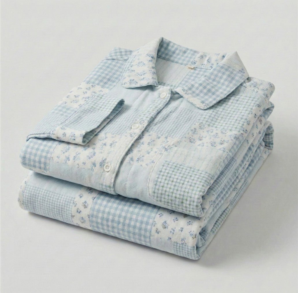 - Ever Lasting - Sweet Blue Floral Long Sleeves and Pants Pajama Set - Pajama Set - Ever Lasting