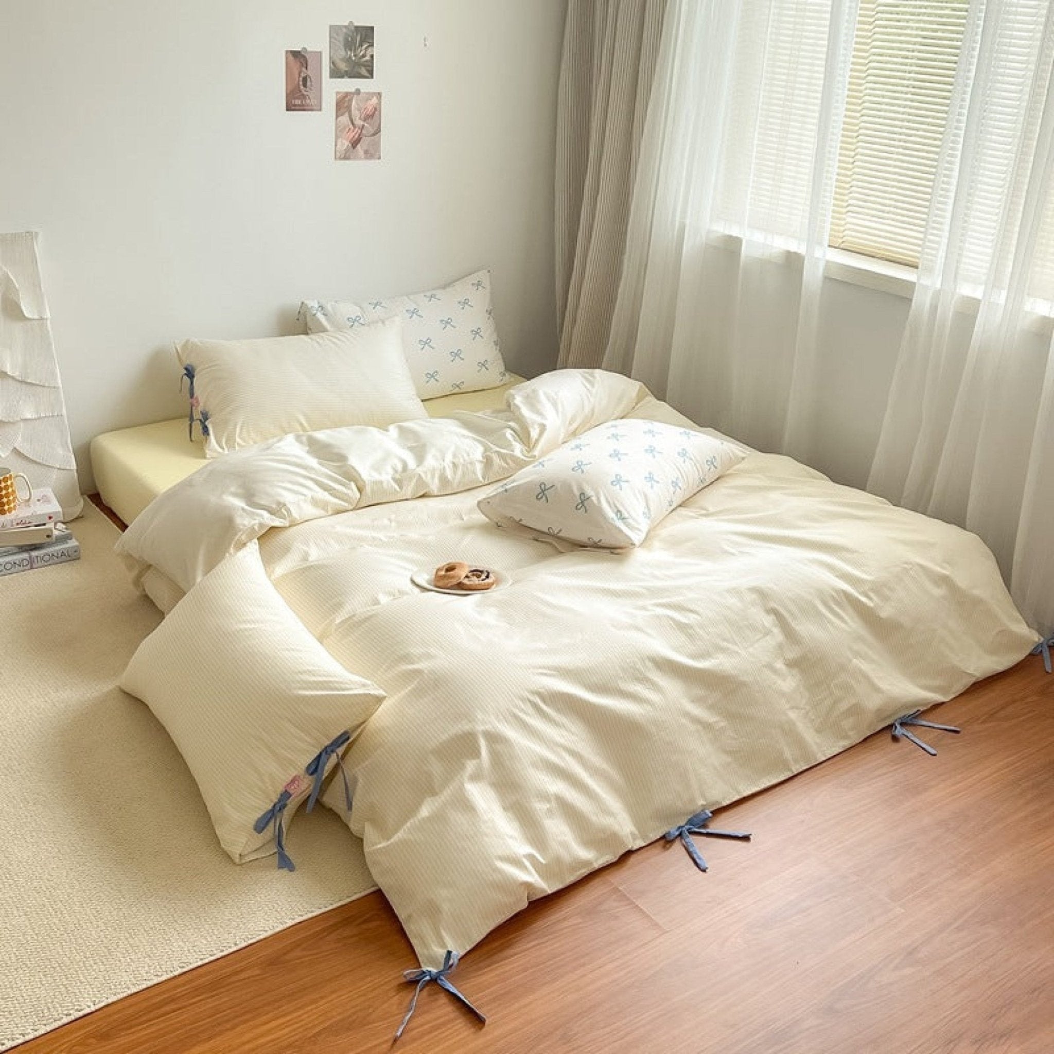 Sweet Bow Striped Bedding Set / Pink - Ever Lasting