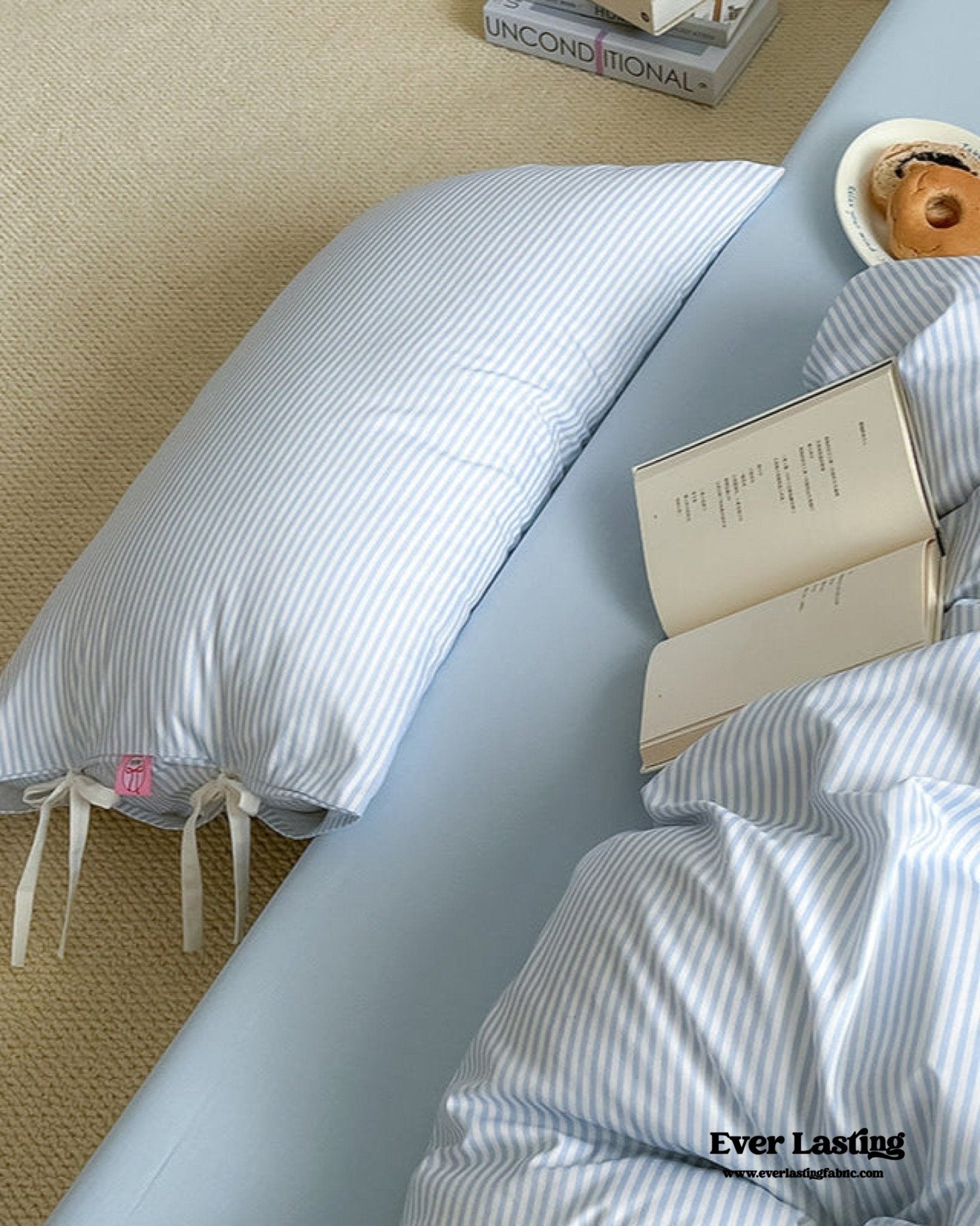 Sweet Bow Striped Bedding Set / Pink - Ever Lasting