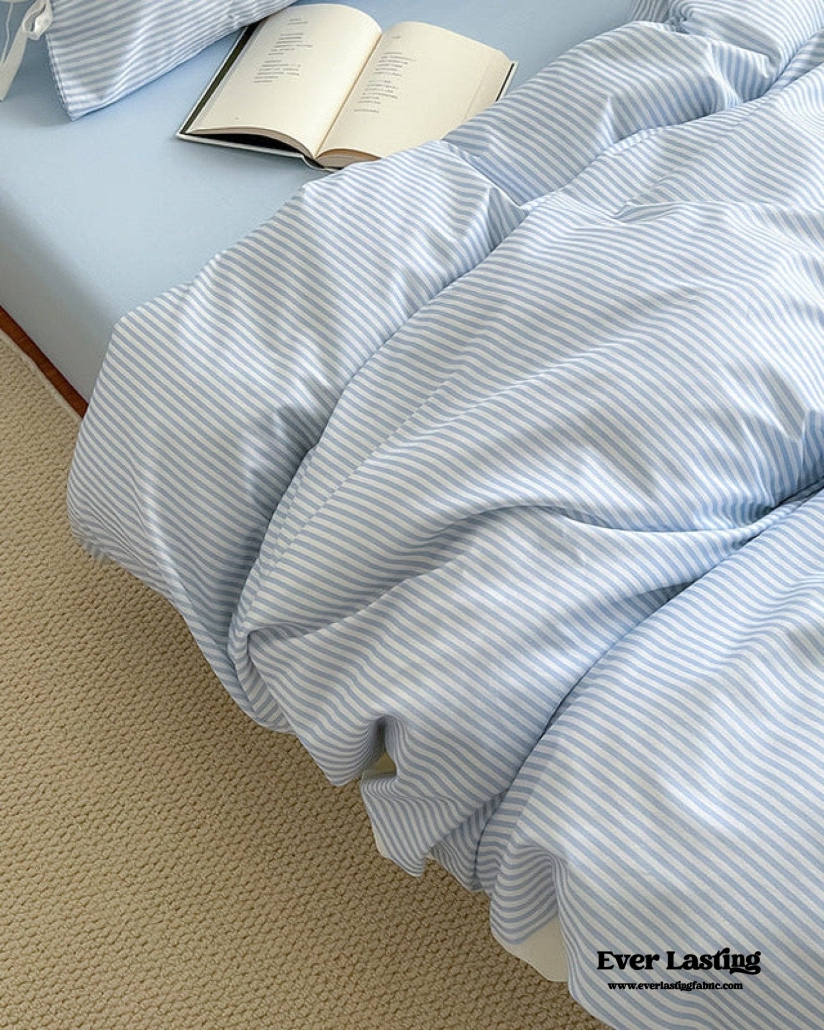 Sweet Bow Striped Bedding Set / Pink - Ever Lasting