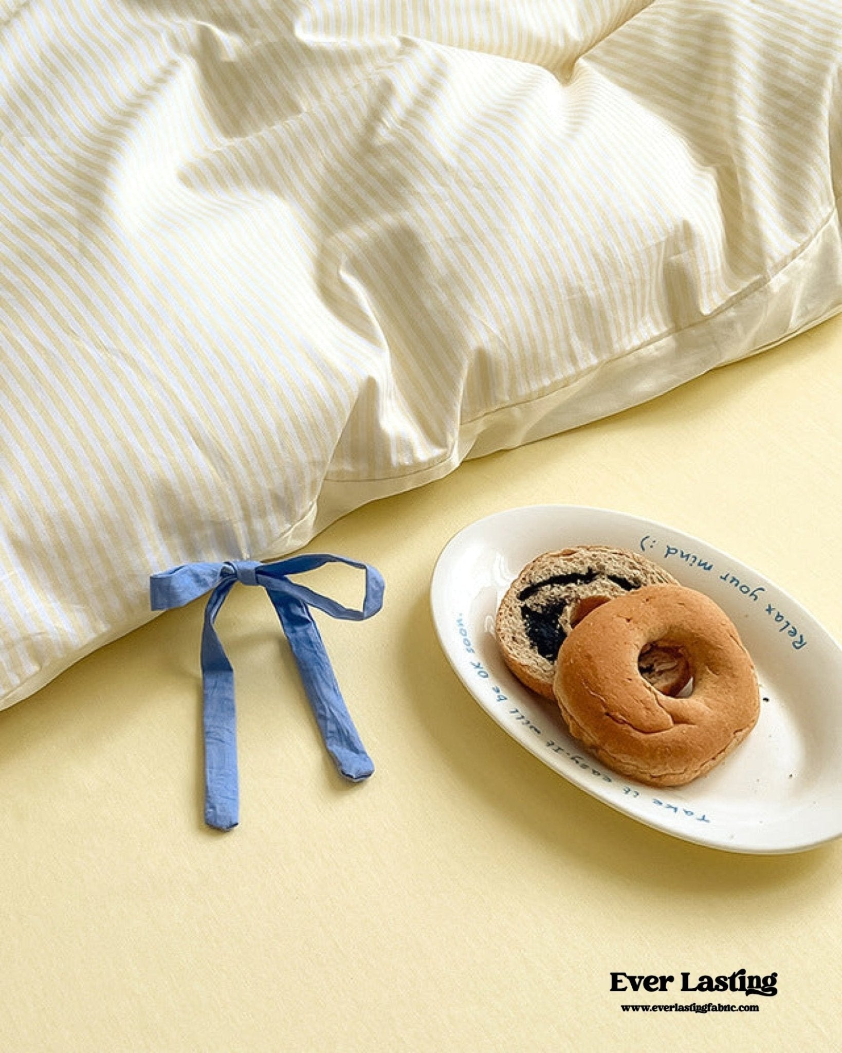 Sweet Bow Striped Bedding Set / Pink - Ever Lasting