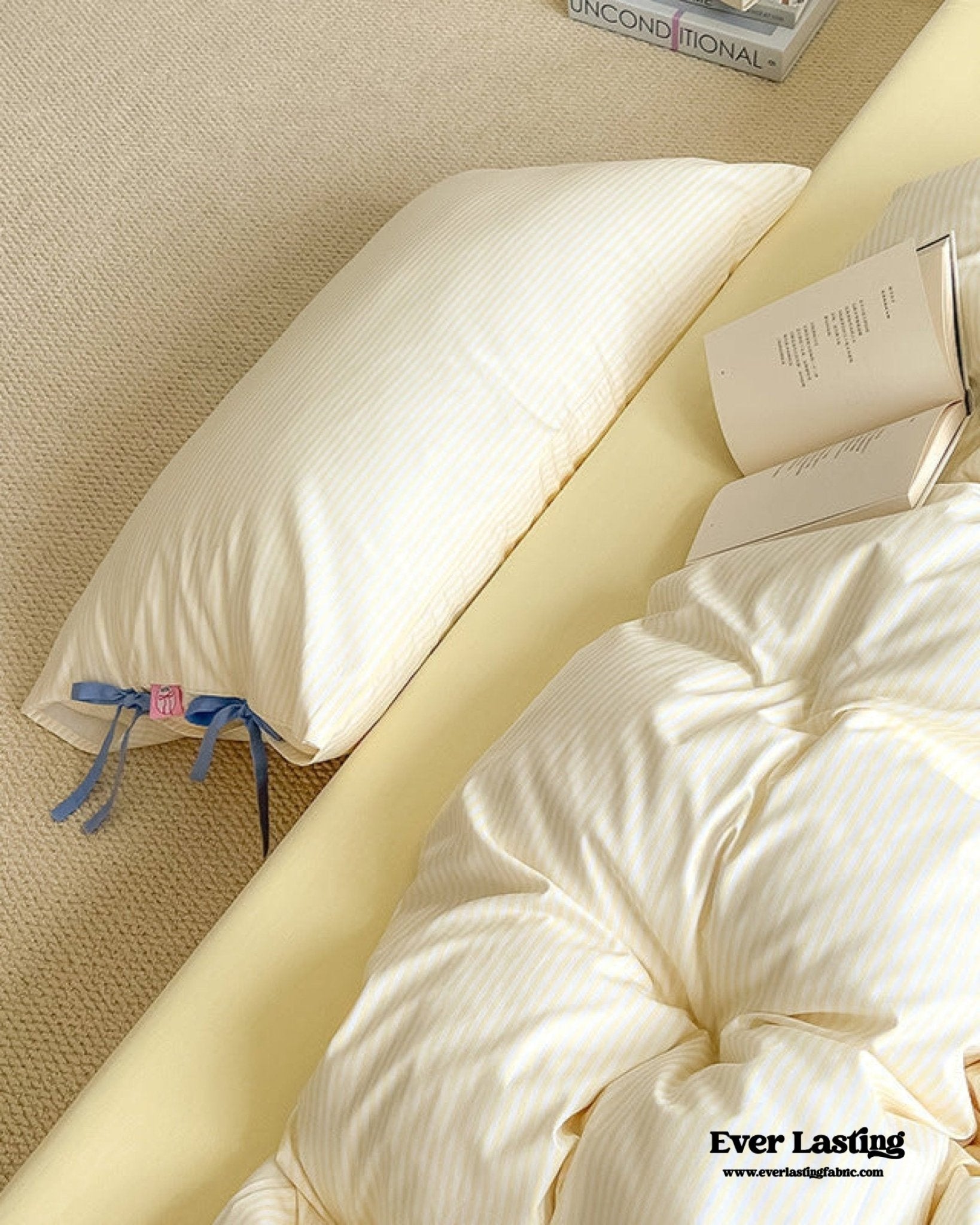 Sweet Bow Striped Bedding Set / Pink - Ever Lasting