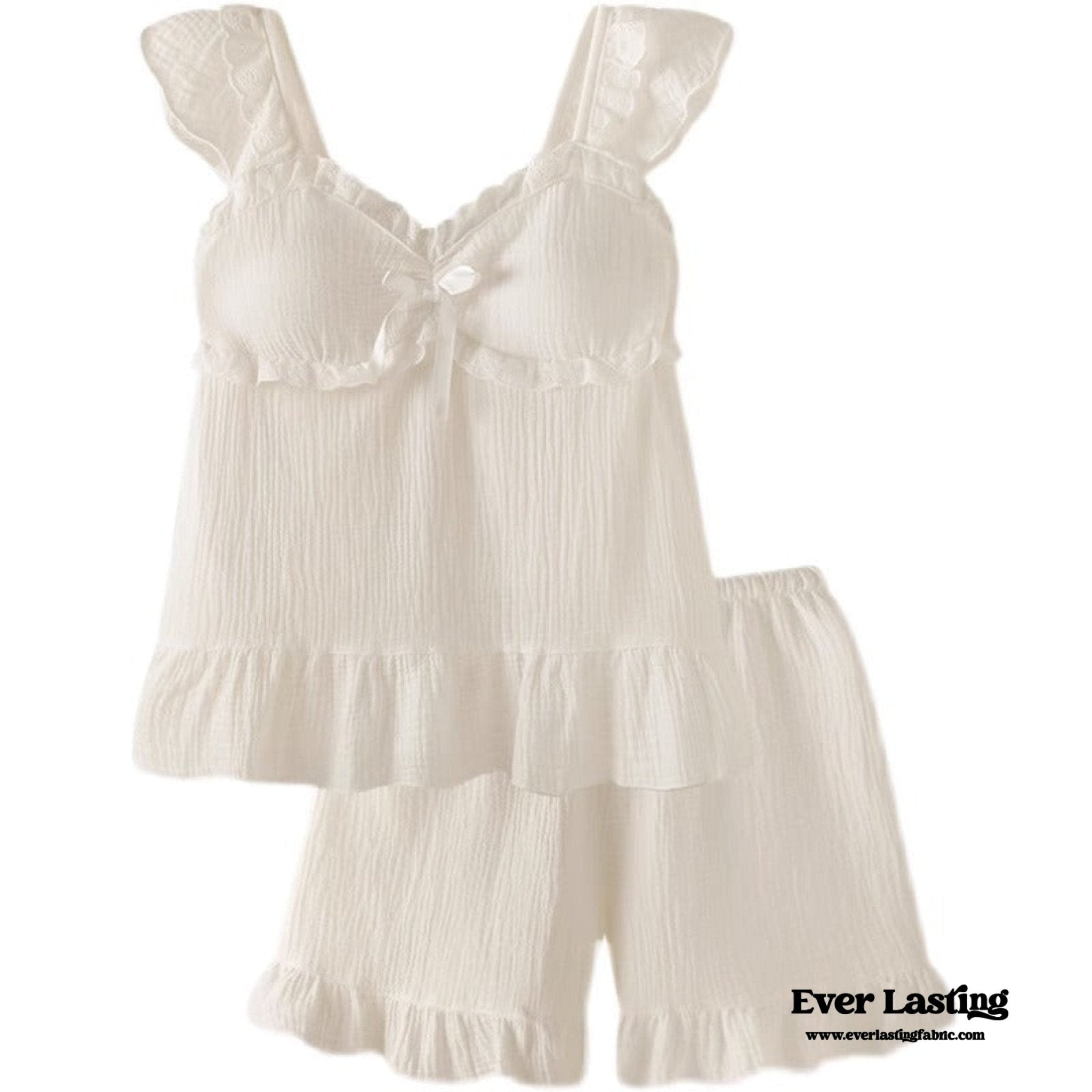 Sweet Ruffle Shorts Pajama Set / Blue - Ever Lasting