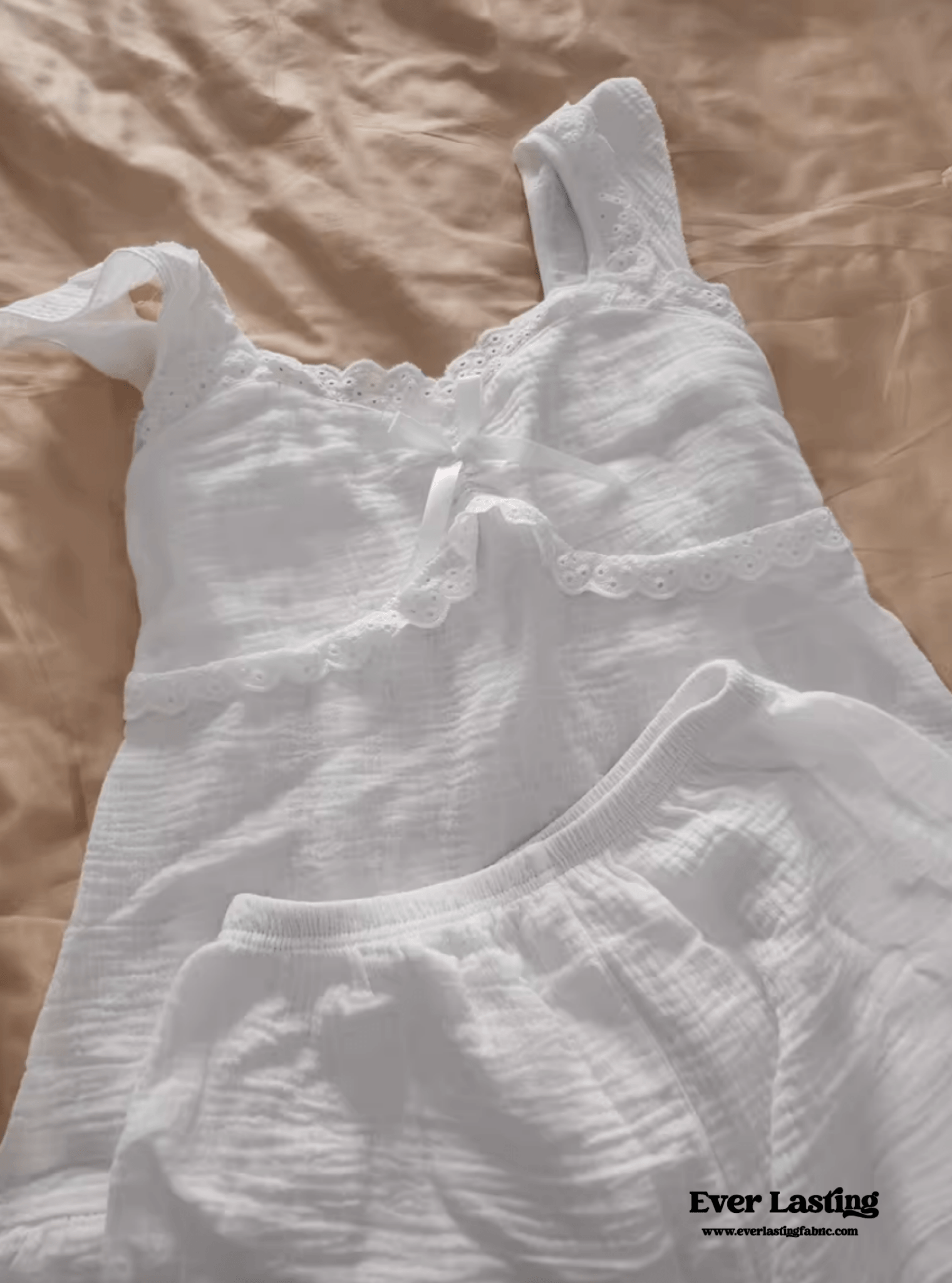 Sweet Ruffle Shorts Pajama Set / White - Ever Lasting