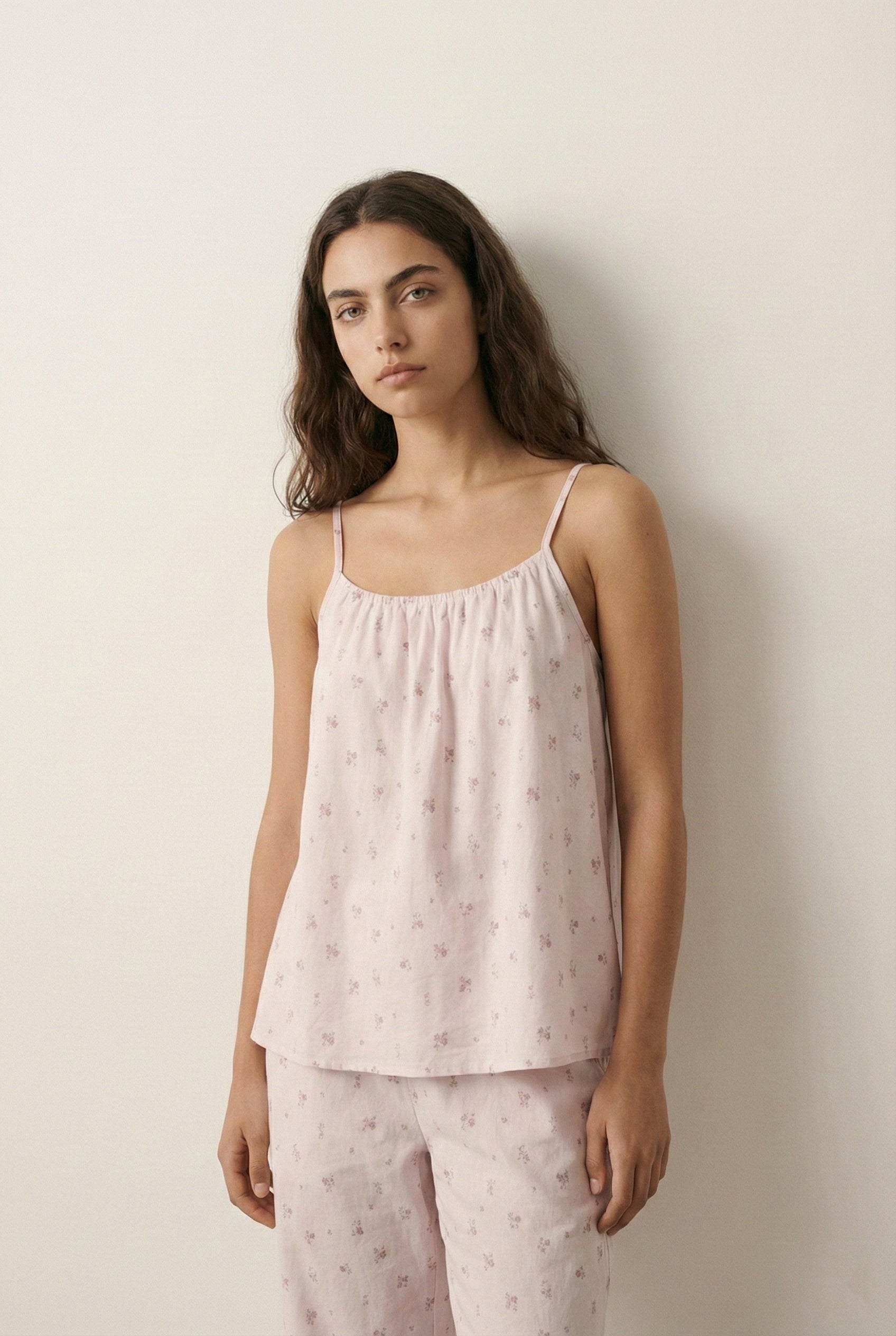 - Ever Lasting - Sylvie Cotton Camisole Floral Pajama Set / Pink - Pajamas - Ever Lasting