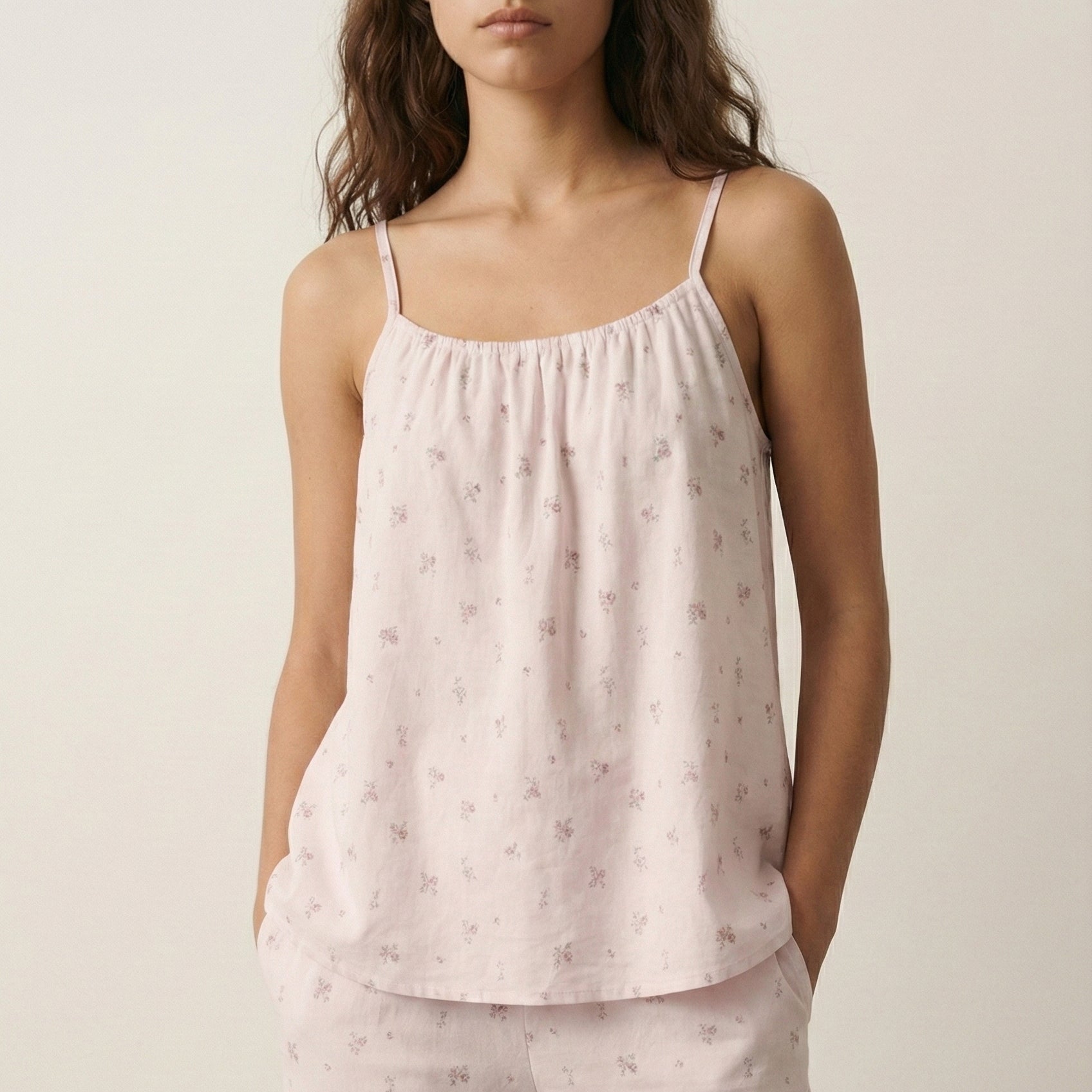 - Ever Lasting - Sylvie Cotton Camisole Floral Pajama Set / Pink - Pajamas - Ever Lasting