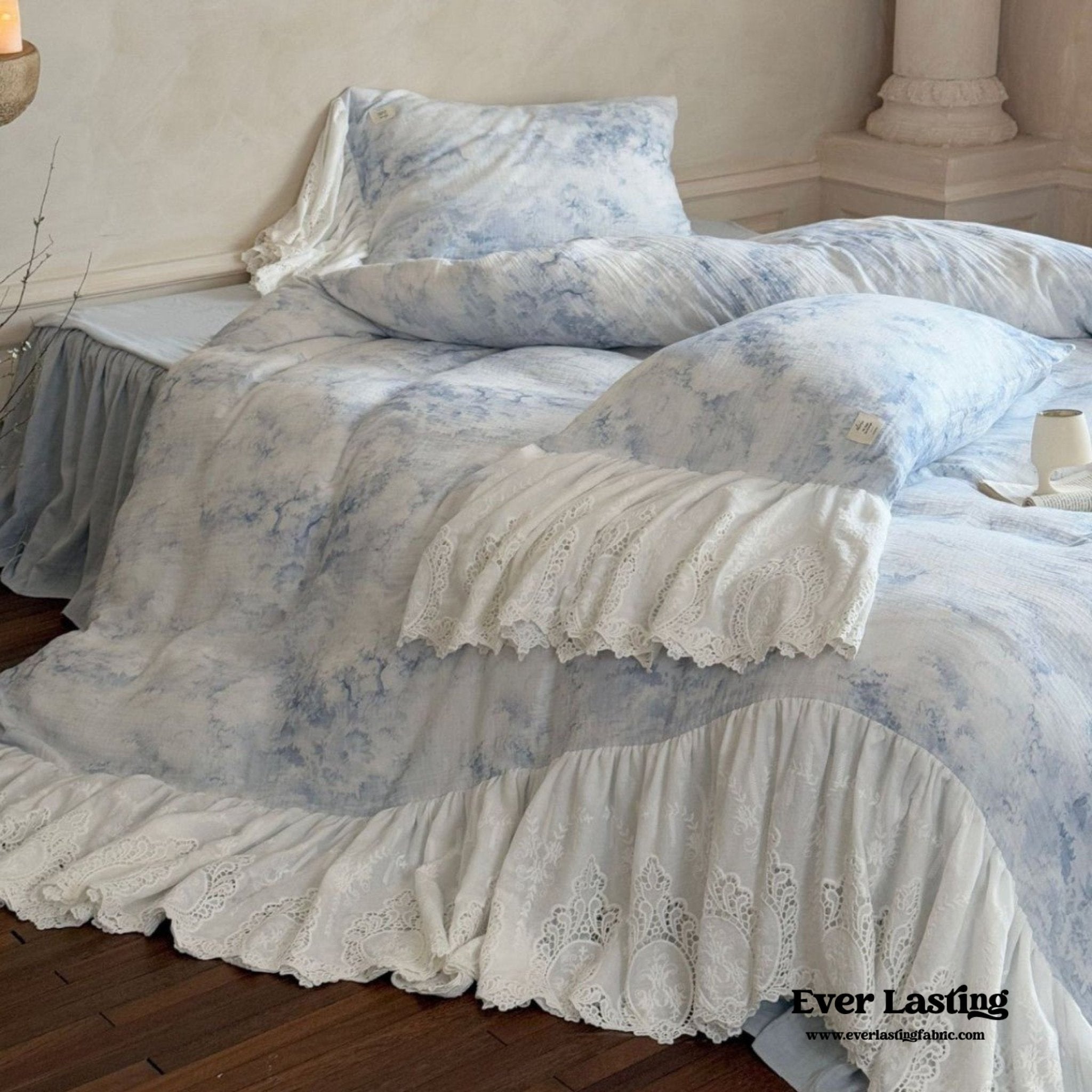 Sylvie Lace Gauze Bedding Set / Blue Sky - Ever Lasting