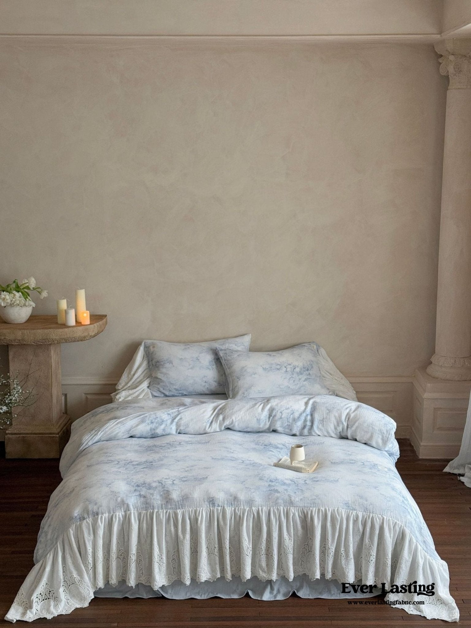 Sylvie Lace Gauze Bedding Set / Blue Sky - Ever Lasting