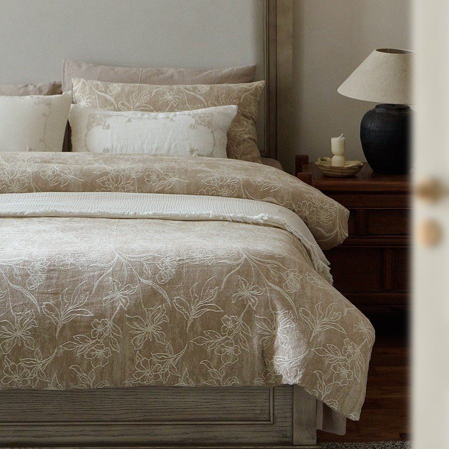 - Ever Lasting - Talia Jacquard Bedding Set / Beige - Bedding Set - Ever Lasting
