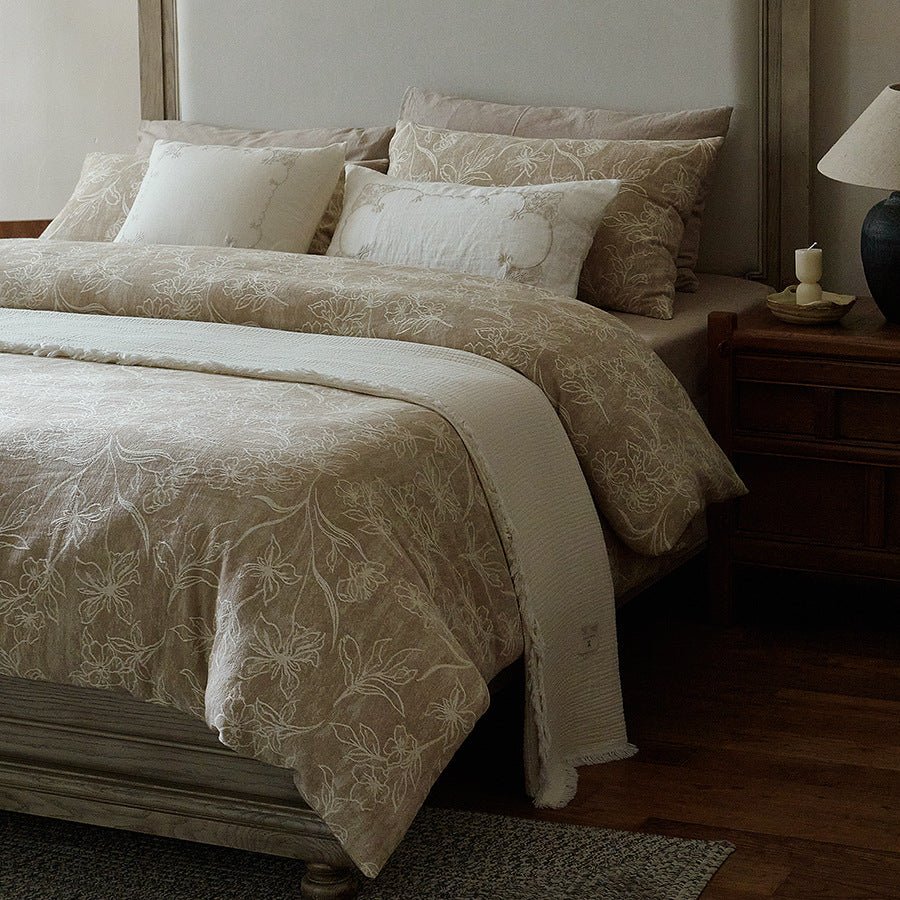 - Ever Lasting - Talia Jacquard Bedding Set / Beige - Bedding Set - Ever Lasting