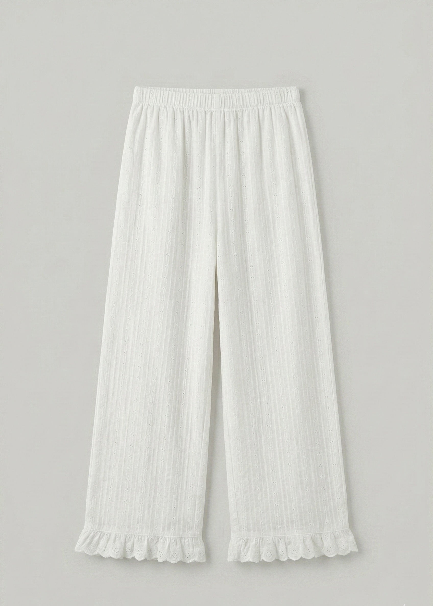 - Ever Lasting - Talia Jacquard Lace Strap Pajama Set / White - Pajamas - Ever Lasting