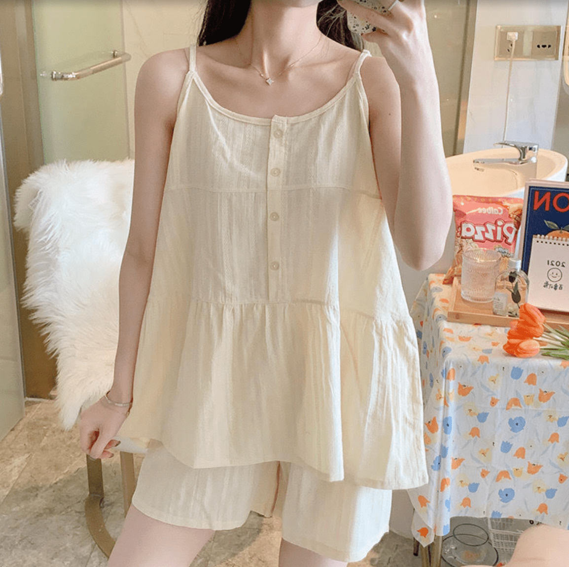 - Ever Lasting - Tank Shorts Pajama Set (4 Colors) - Pajamas - Ever Lasting