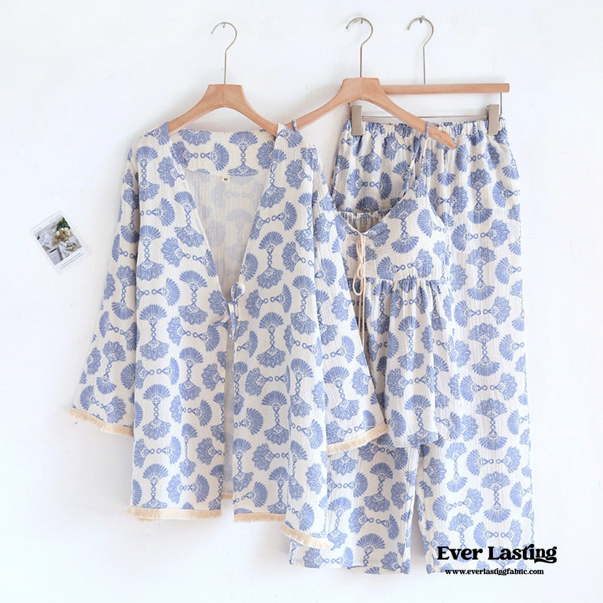 Tassel Tank Cardigan and Long Pants Pajama Set - Ever Lasting