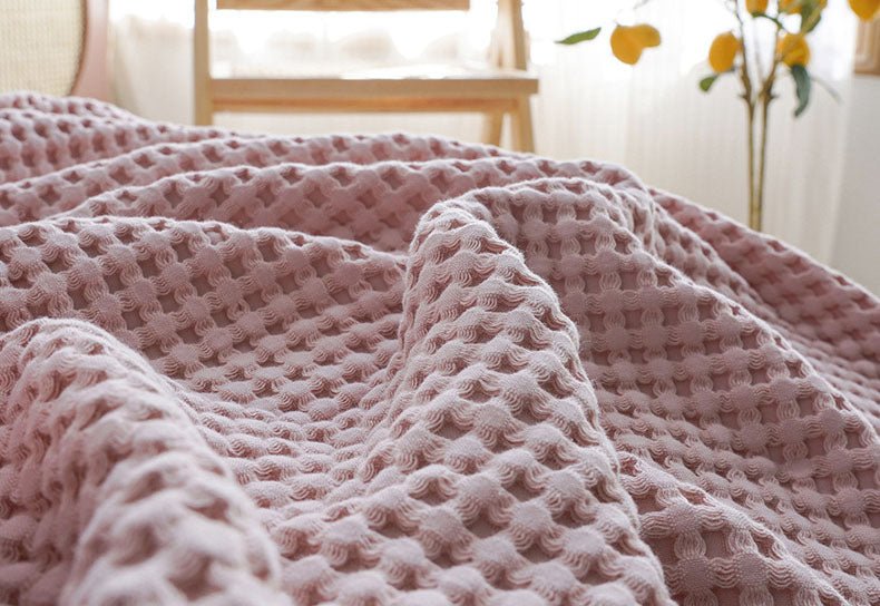 - Ever Lasting - Textured Ruffle Cotton Blanket / Beige - Blankets - Ever Lasting