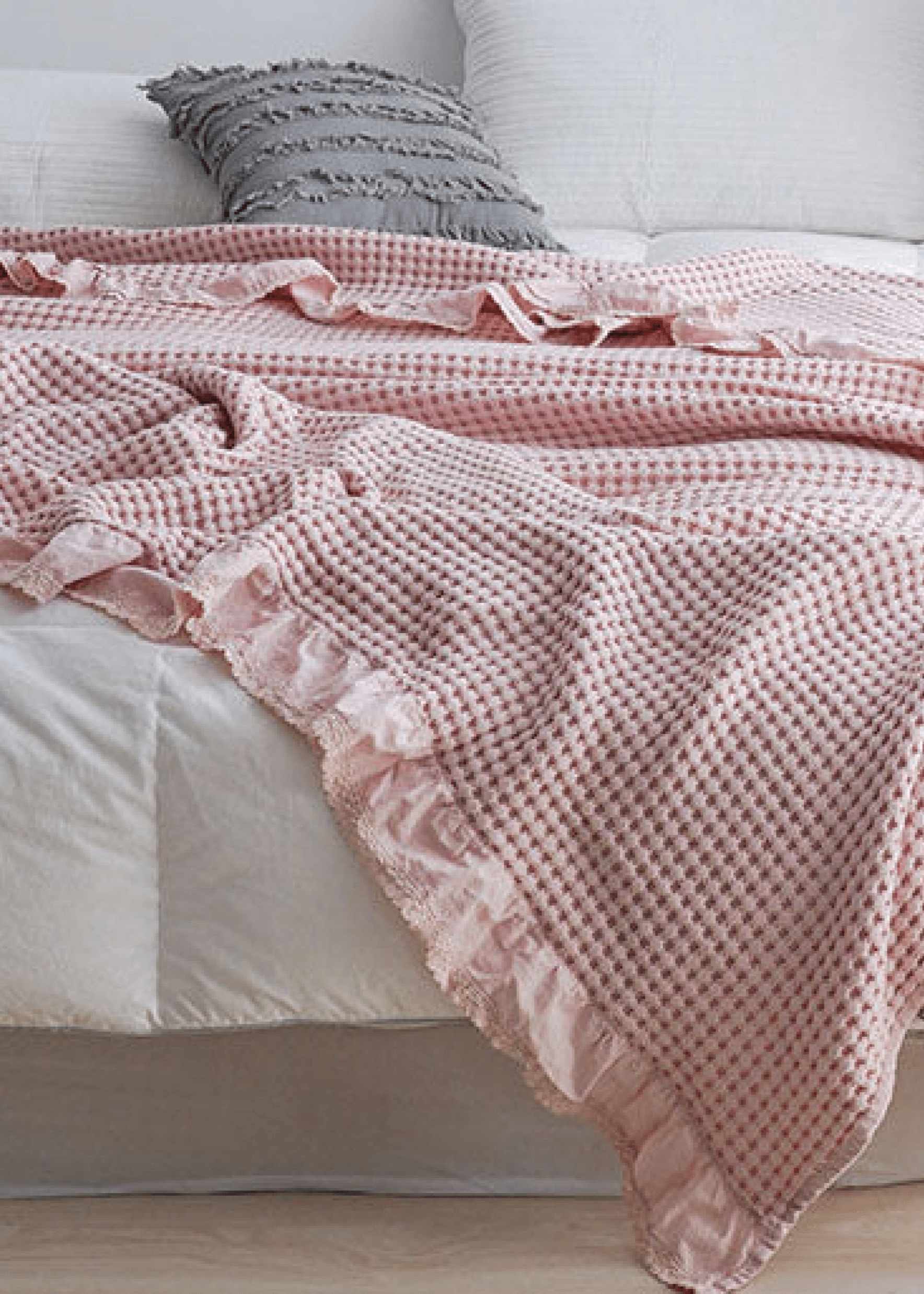 - Ever Lasting - Textured Ruffle Cotton Blanket / Blue - Blankets - Ever Lasting