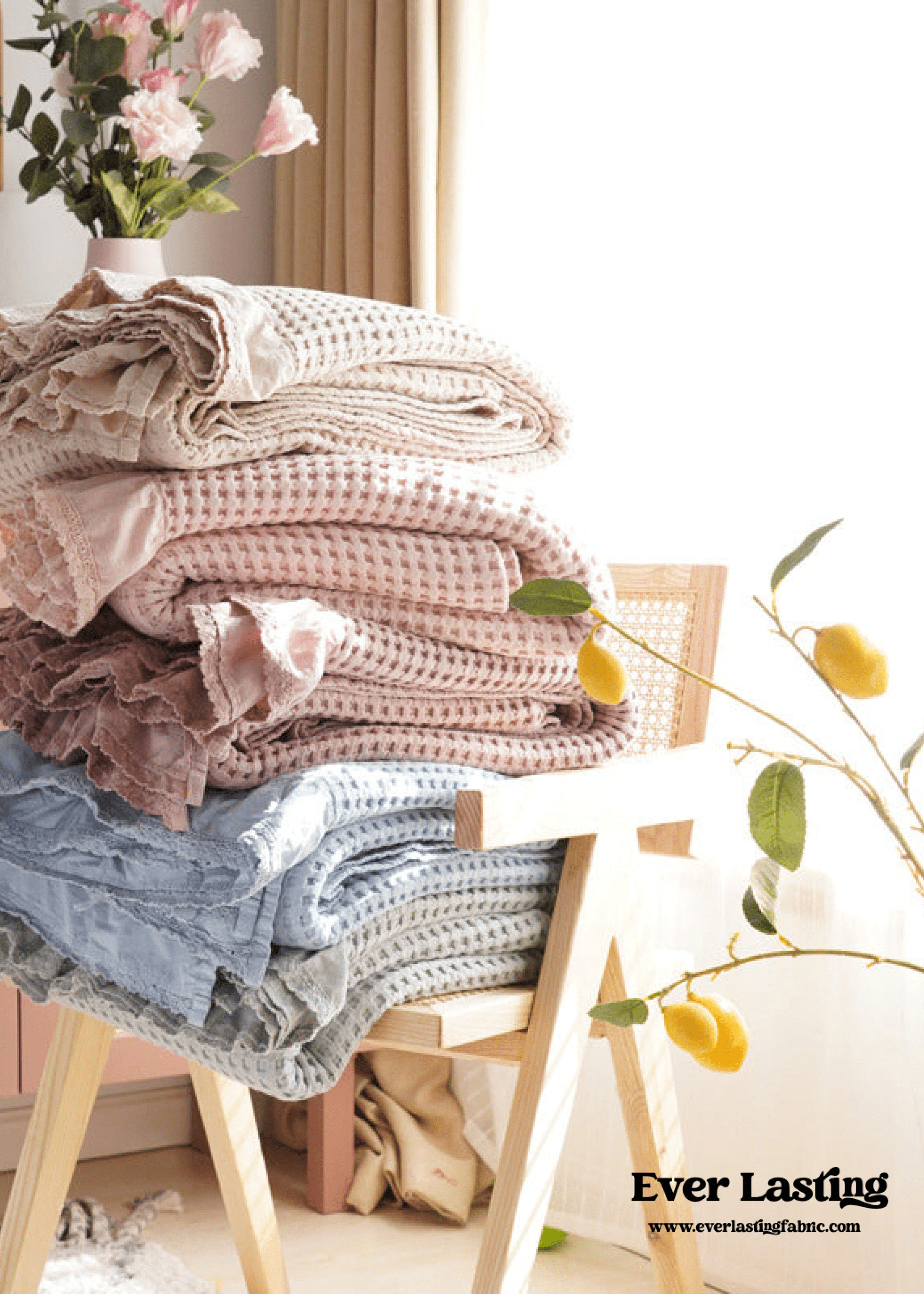 - Ever Lasting - Textured Ruffle Cotton Blanket / Blue - Blankets - Ever Lasting