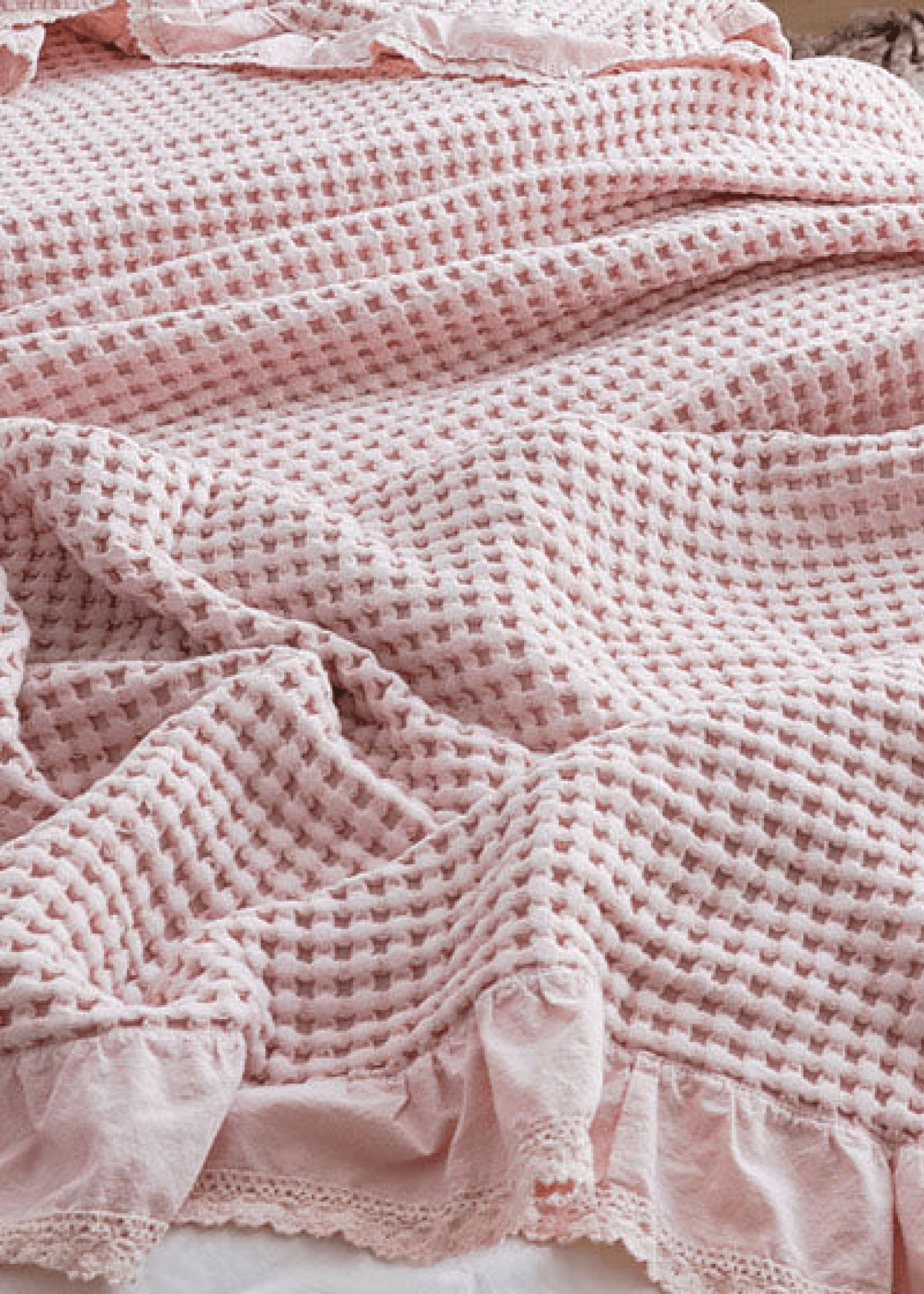 - Ever Lasting - Textured Ruffle Cotton Blanket / Blue - Blankets - Ever Lasting