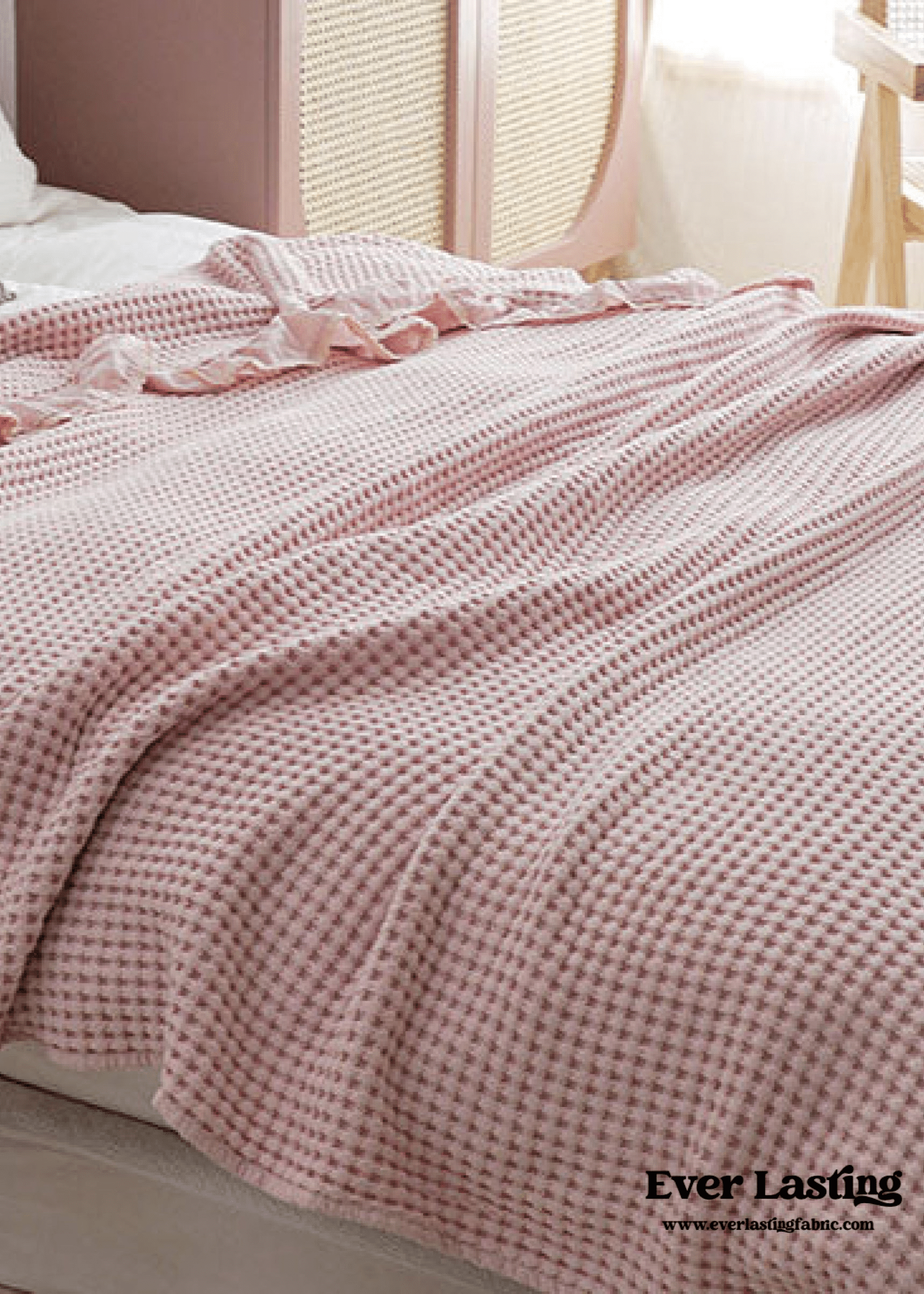 - Ever Lasting - Textured Ruffle Cotton Blanket / Pink - Blankets - Ever Lasting