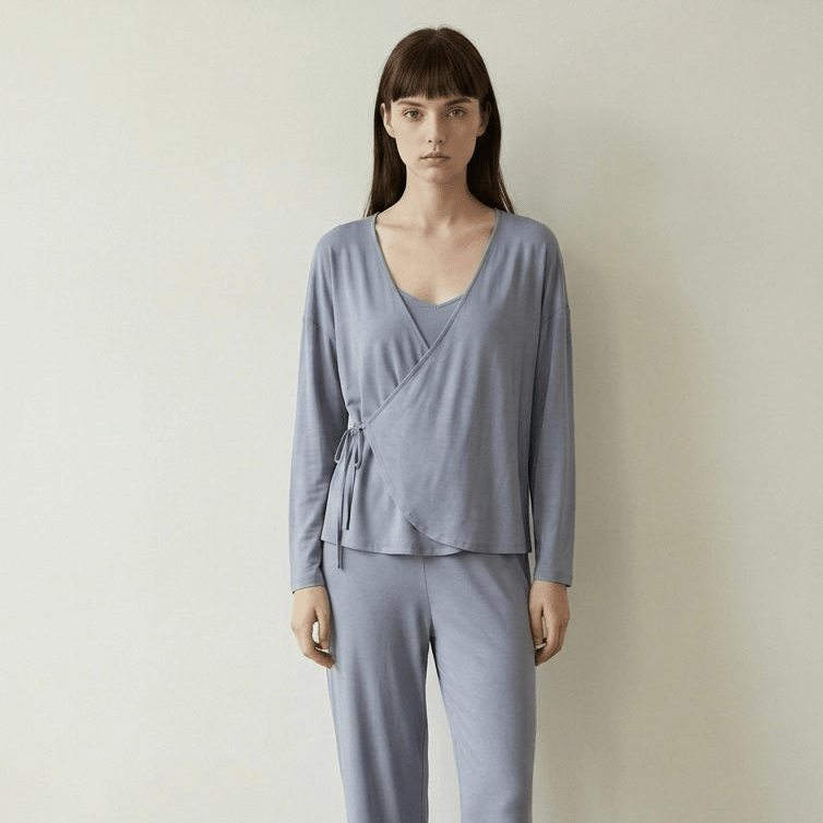 - Ever Lasting - Thalia V Neck Modal Pajama Set / Blue - Pajamas - Ever Lasting