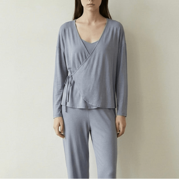 - Ever Lasting - Thalia V Neck Modal Pajama Set / Blue - Pajamas - Ever Lasting
