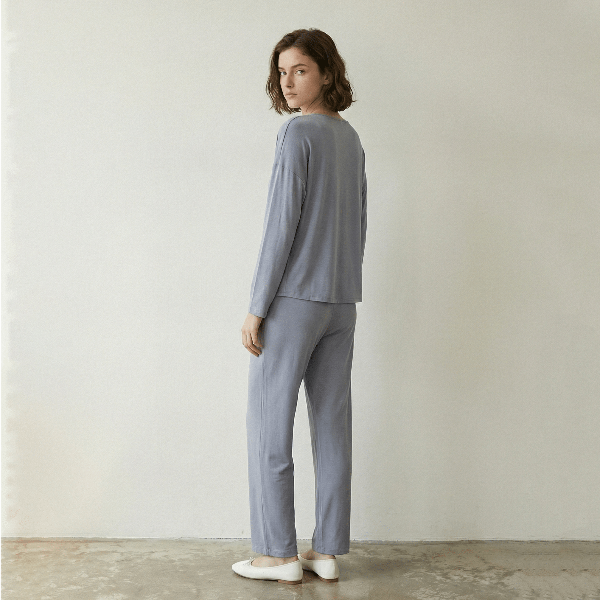 - Ever Lasting - Thalia V Neck Modal Pajama Set / Blue - Pajamas - Ever Lasting