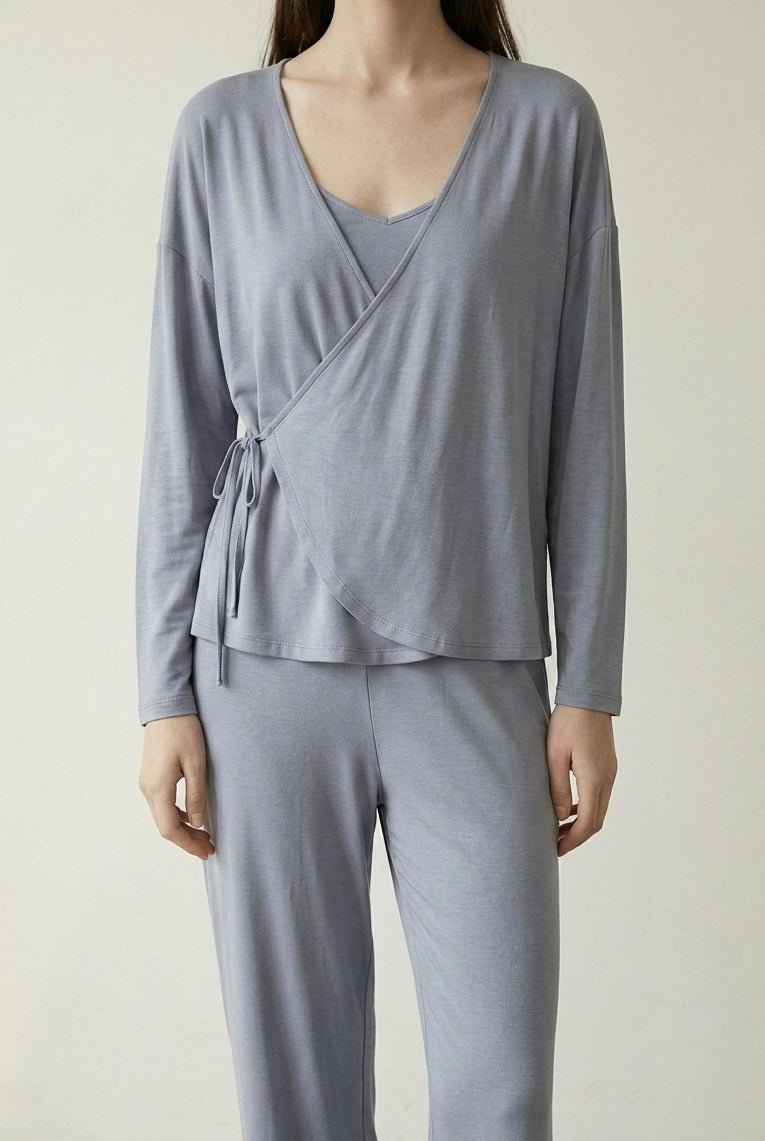 - Ever Lasting - Thalia V Neck Modal Pajama Set / Blue - Pajamas - Ever Lasting