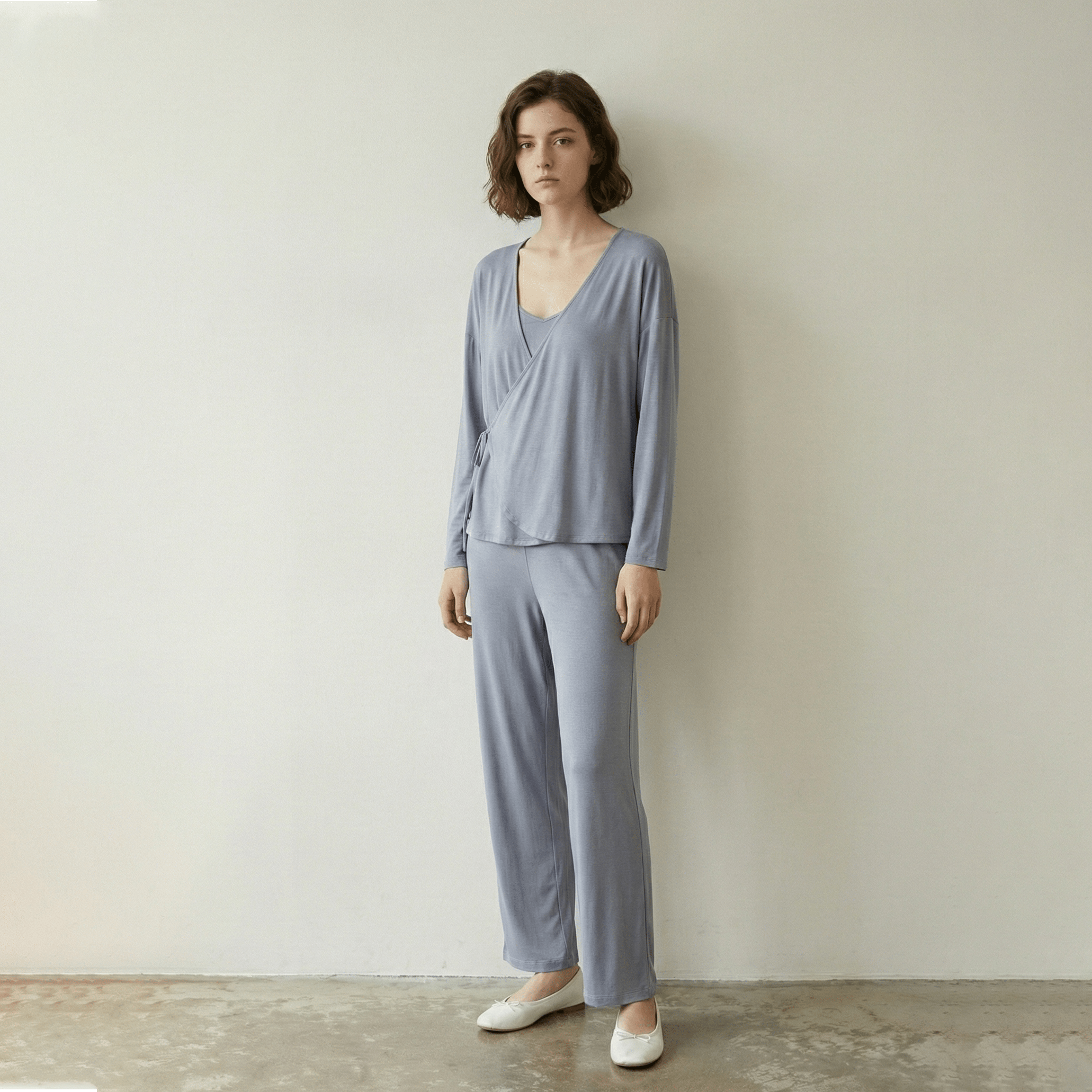 - Ever Lasting - Thalia V Neck Modal Pajama Set / Blue - Pajamas - Ever Lasting