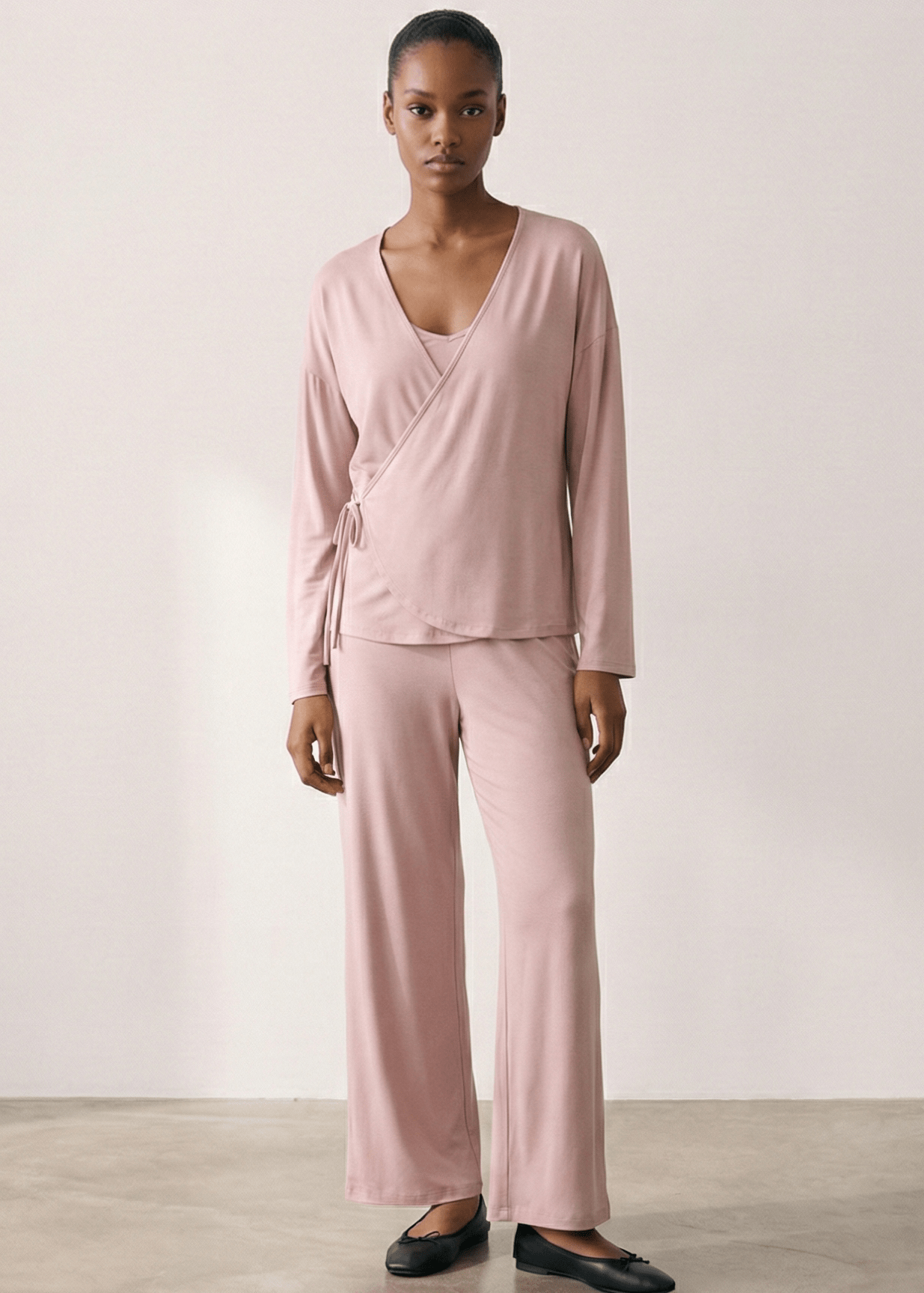 - Ever Lasting - Thalia V Neck Modal Pajama Set / Pink - Pajamas - Ever Lasting