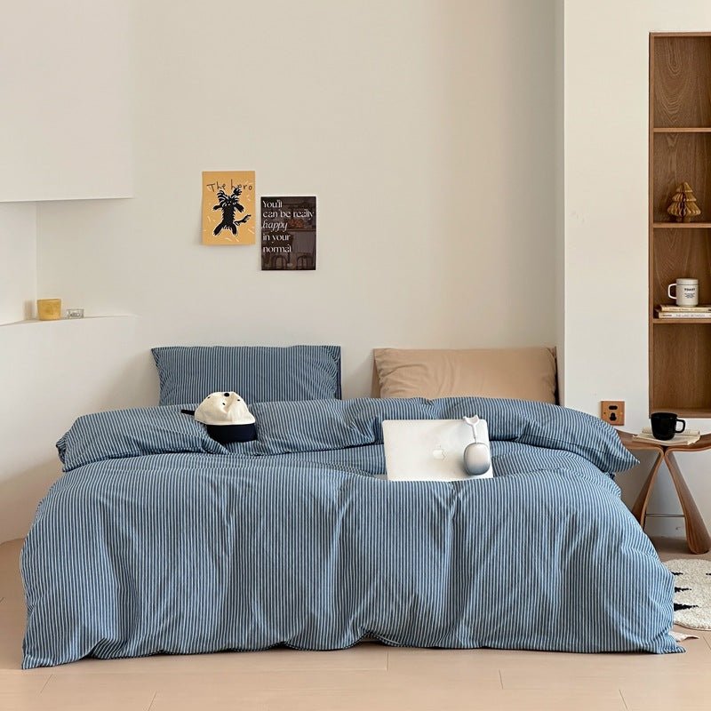 - Ever Lasting - Thin Striped Bedding Set / Beige & Olive Green - Bedding Set - Ever Lasting