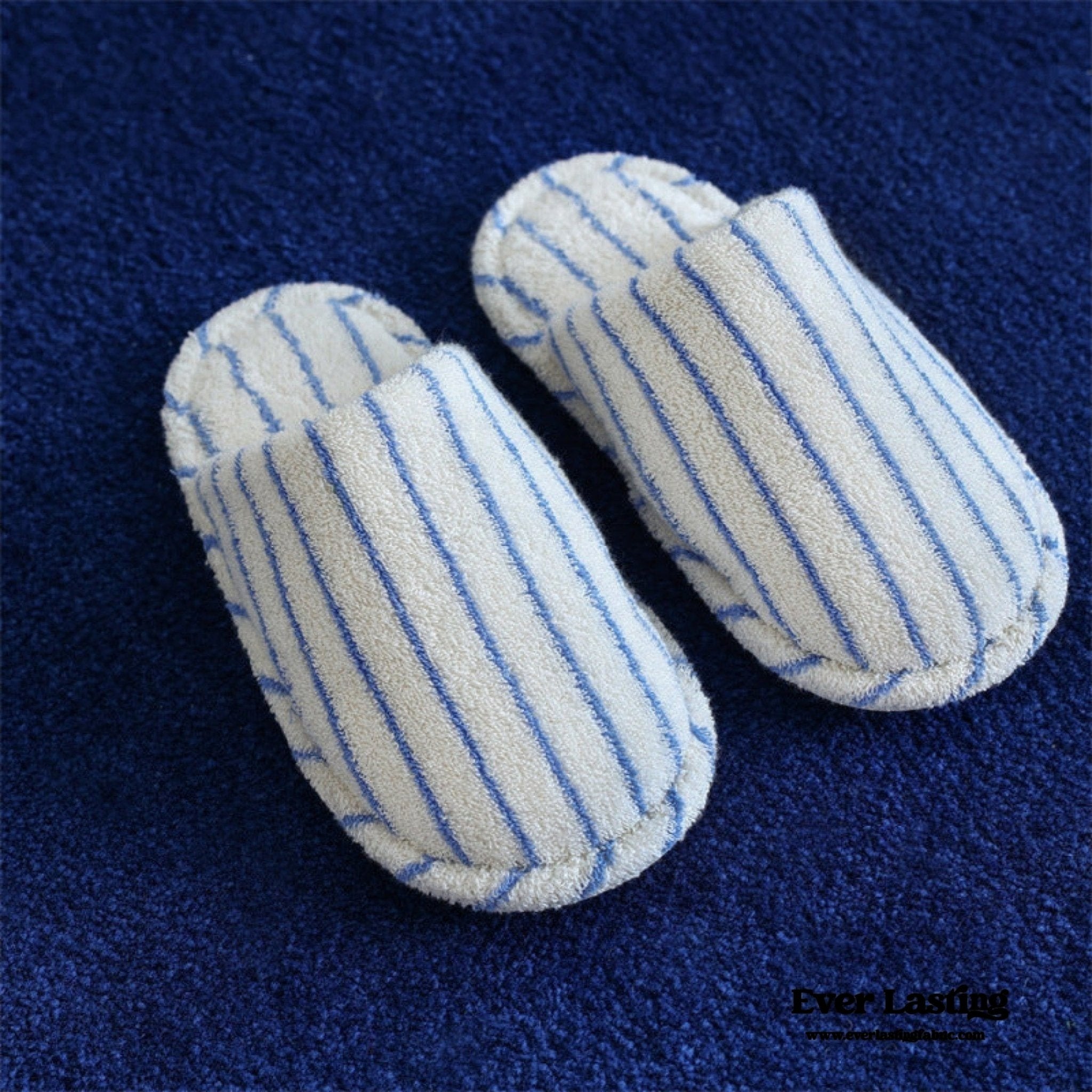 Thin Striped House Slippers / Blue - Ever Lasting