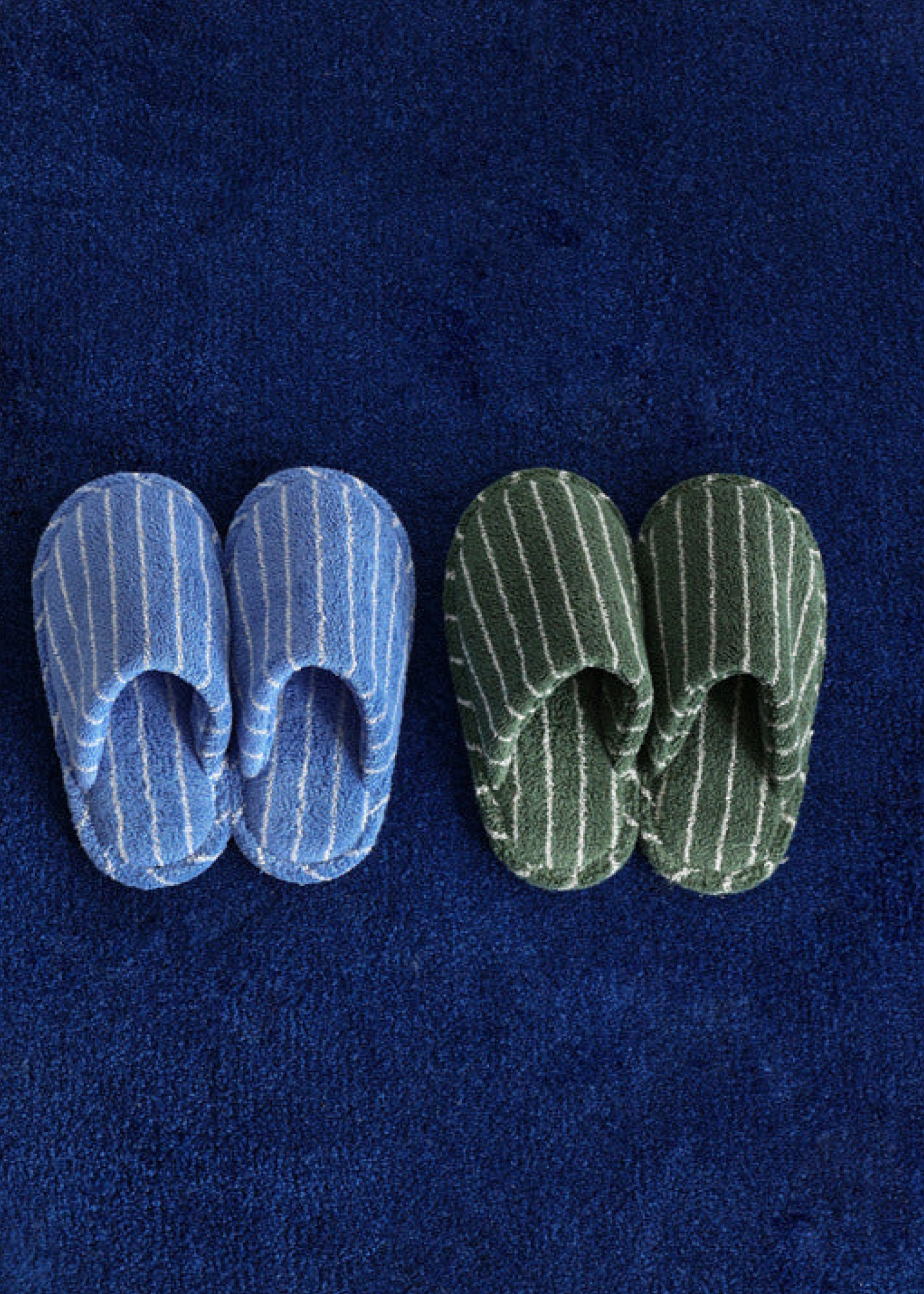 Thin Striped House Slippers / White Slipper